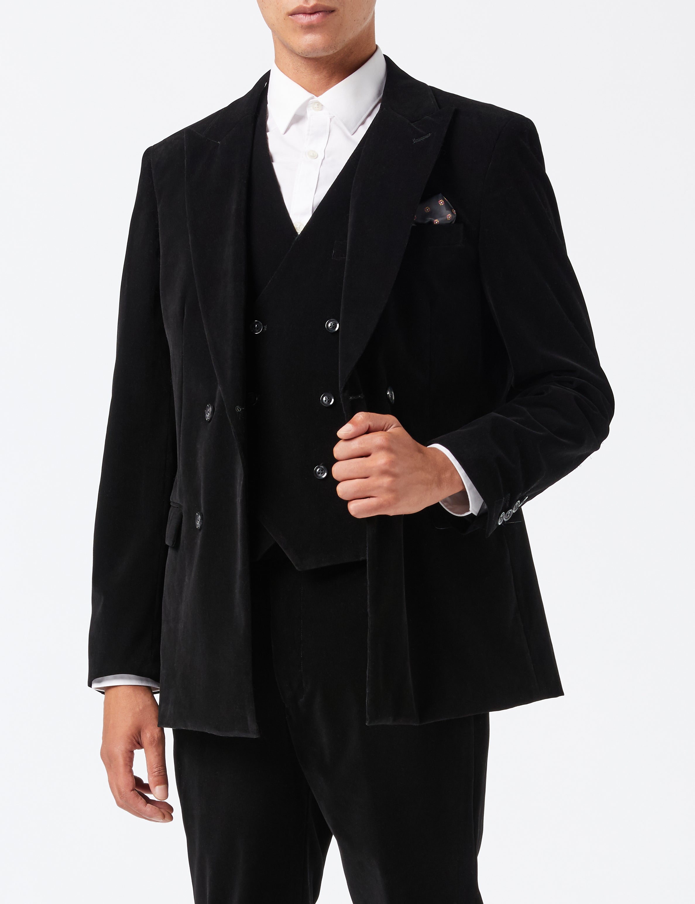 MATTHEW – BLACK CORDUROY DOUBLE BREASTED SUIT