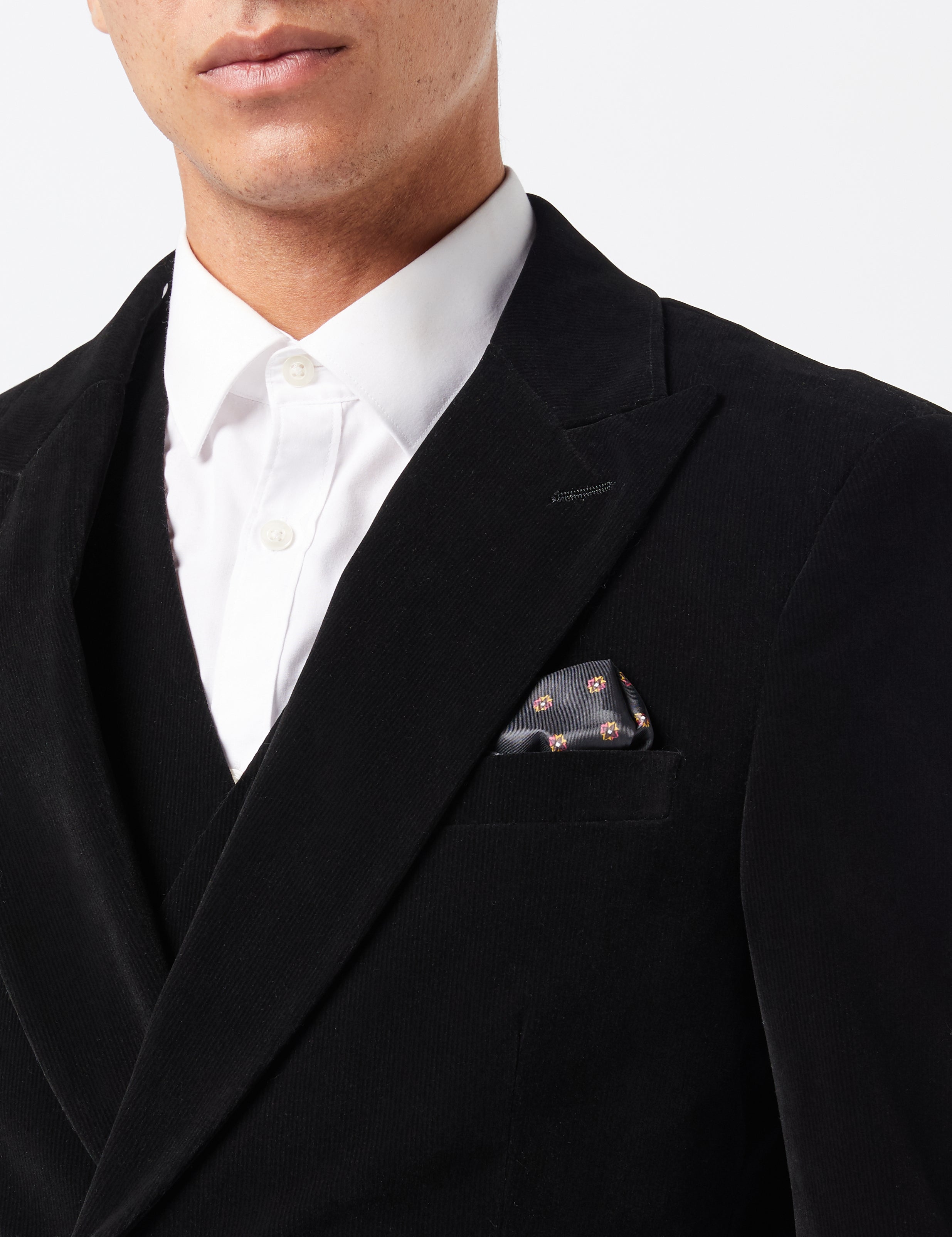 MATTHEW – COSTUME NOIR EN VELOURS CÔTELÉ À DOUBLE BOUTONNAGE