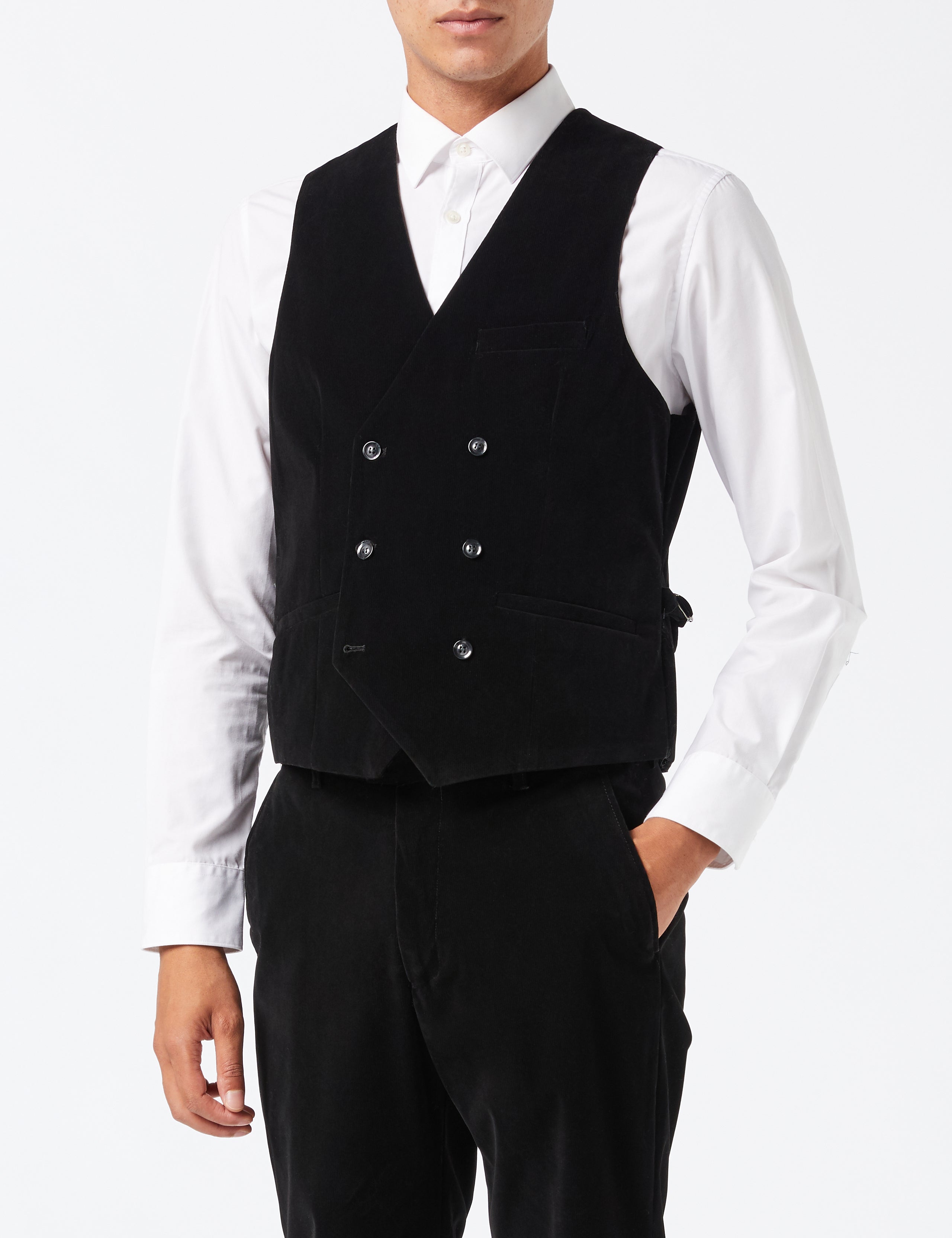 MATTHEW – BLACK CORDUROY DOUBLE BREASTED SUIT