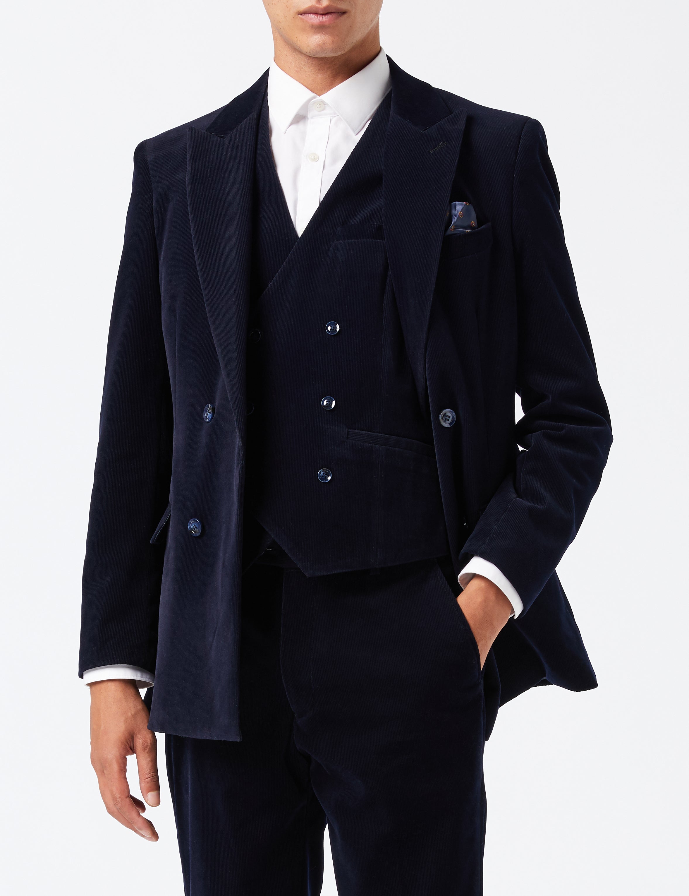 MATTHEW – NAVY CORDUROY DOUBLE BREASTED SUIT