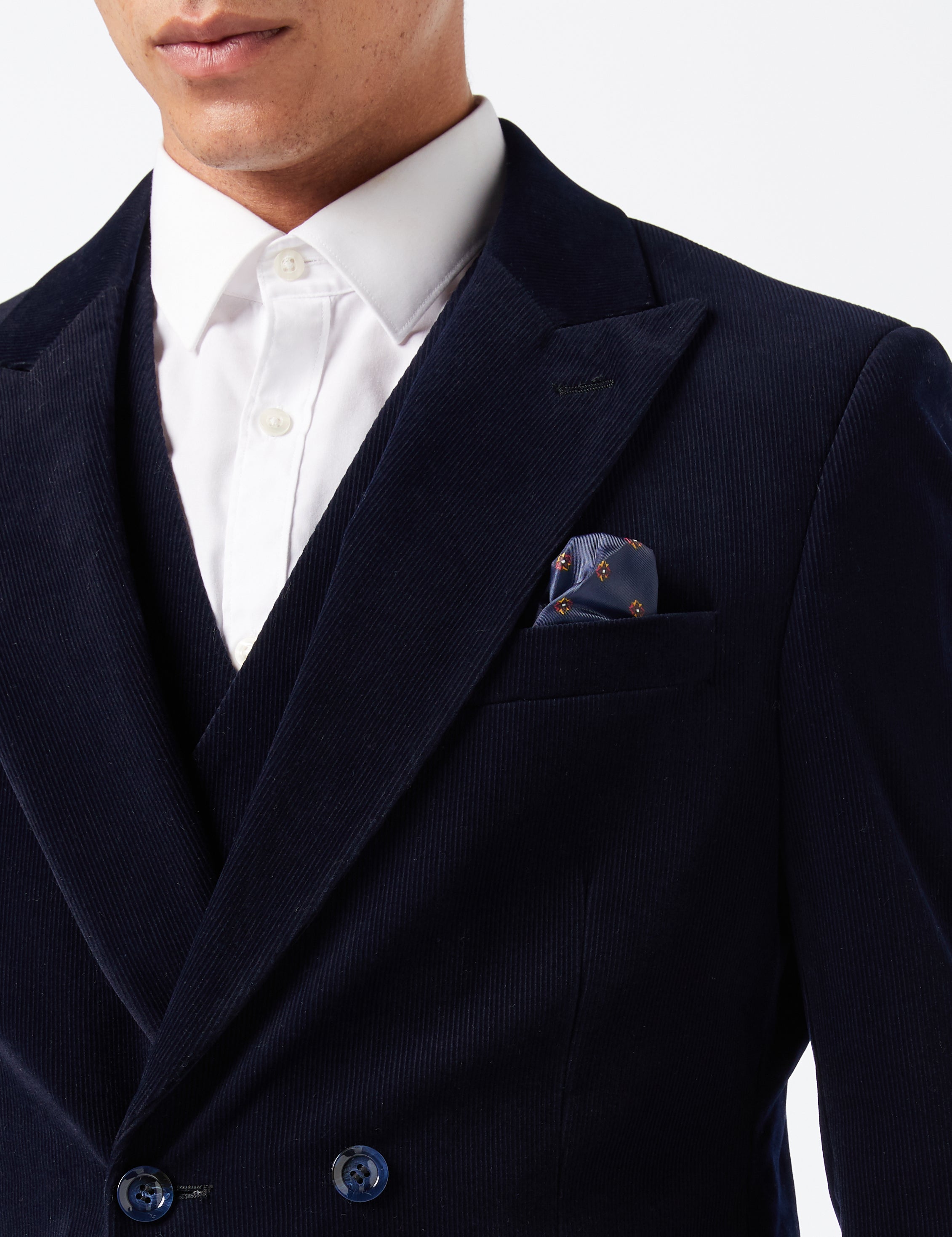 MATTHEW – MARINEBLAUER ZWEIREIHIGER ANZUG AUS CORD