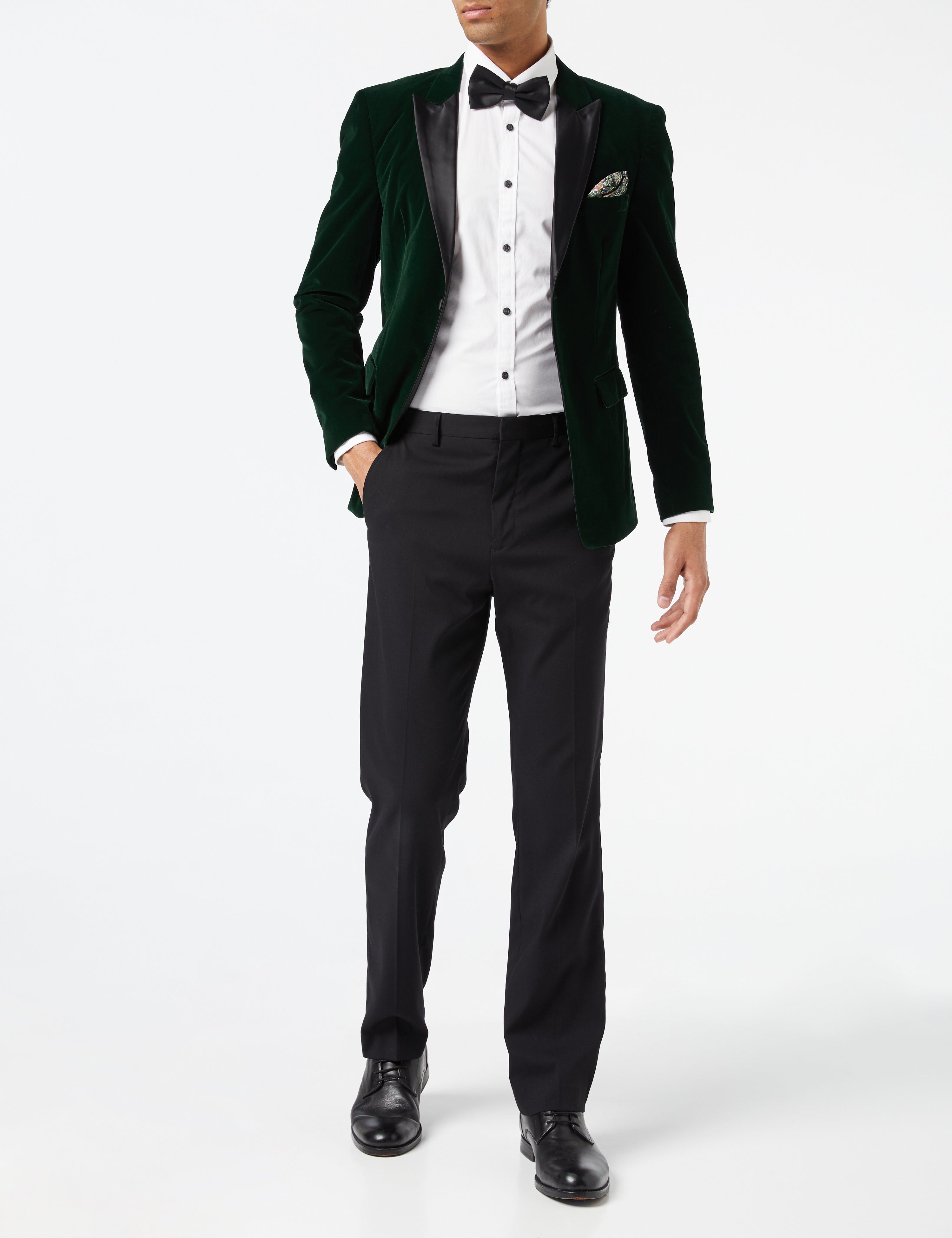 DINNER MAK - Green Soft Velvet Tuxedo Jacket