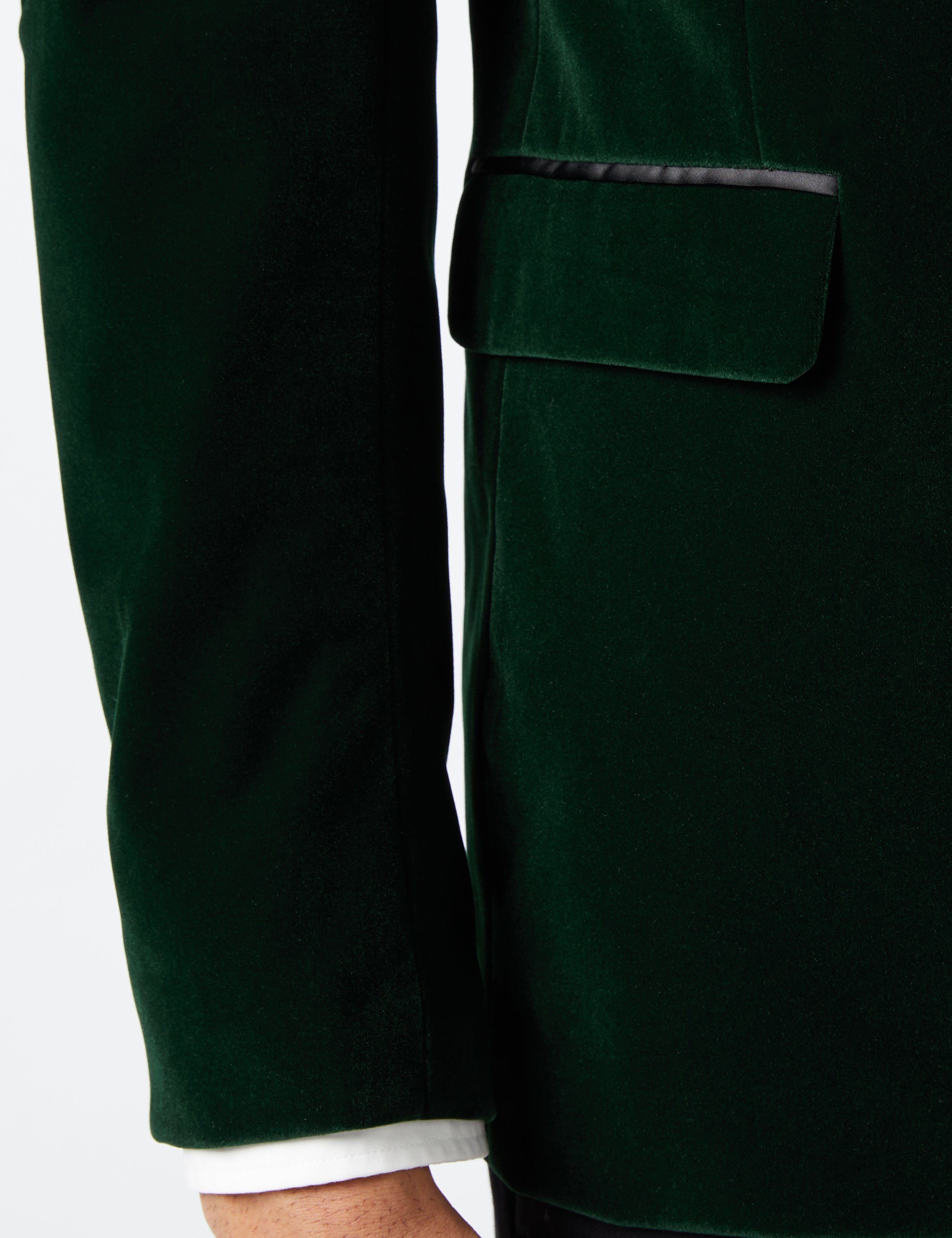 DINNER MAK - Green Soft Velvet Tuxedo Jacket