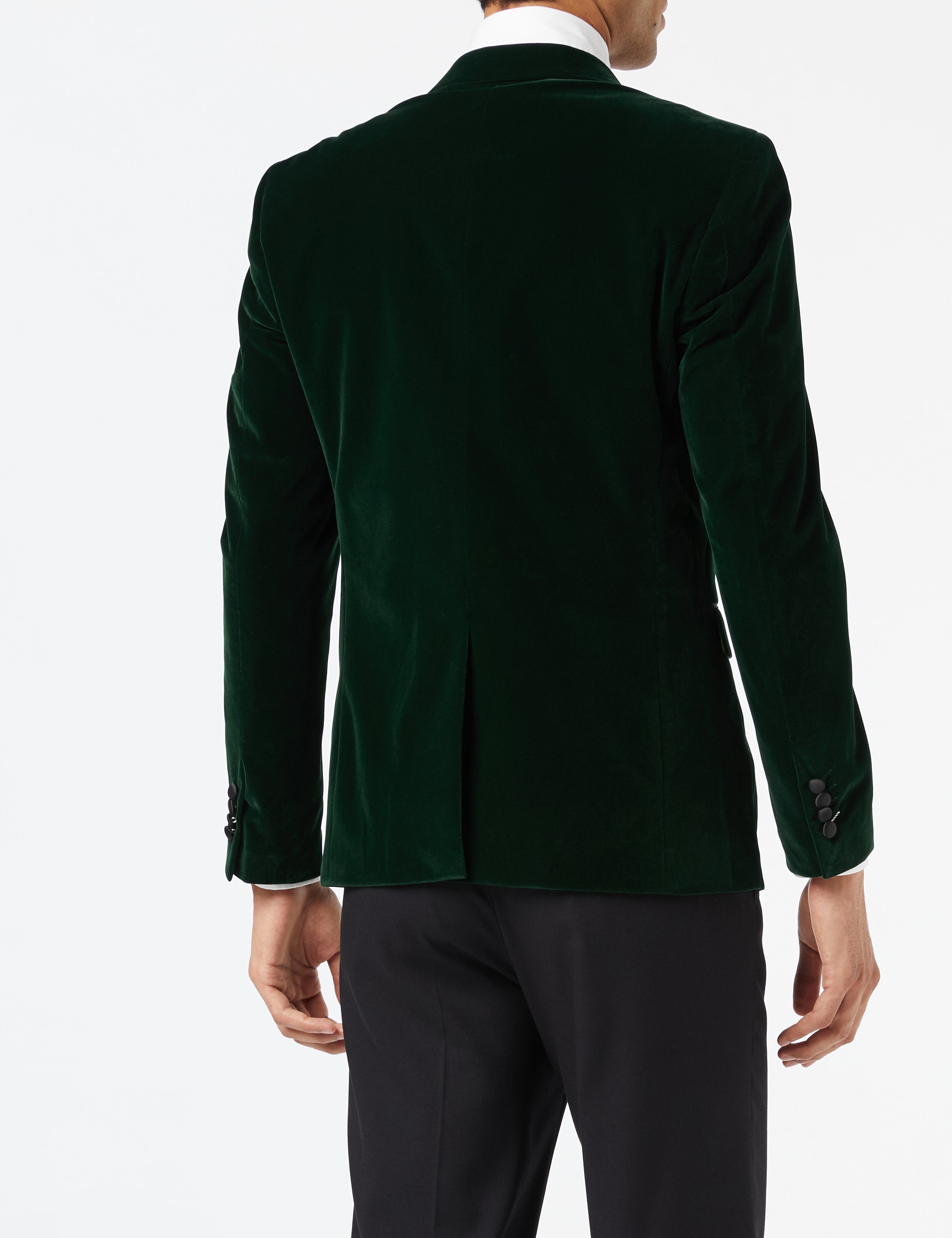 DINNER MAK - Green Soft Velvet Tuxedo Jacket