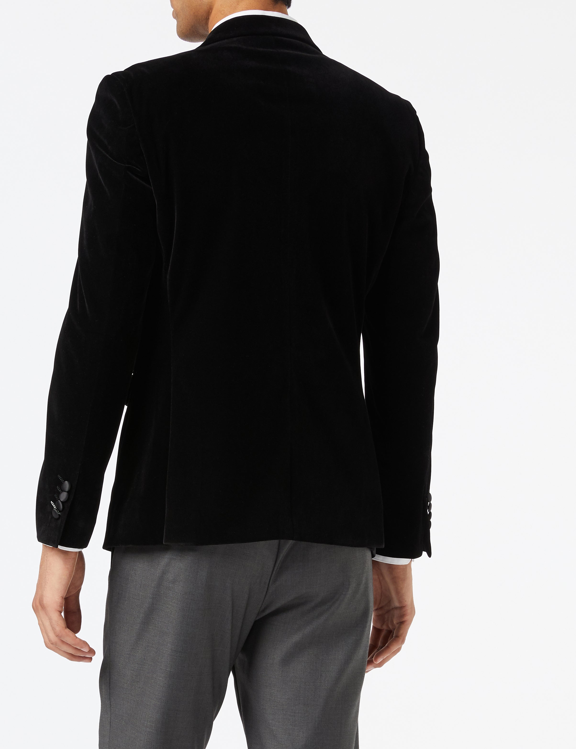 WILLS - Veste de soirée noire en velours doux 
