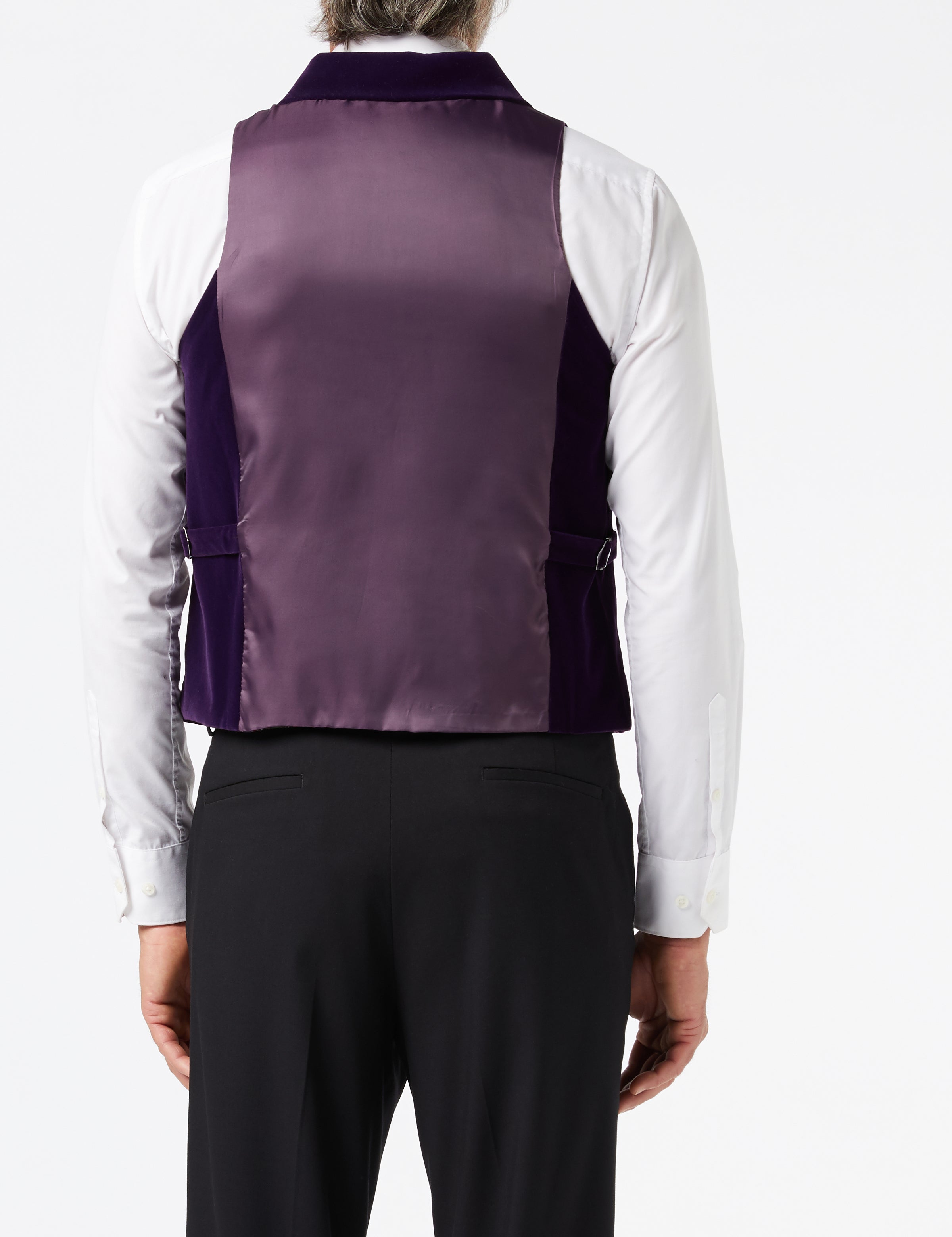 RICKY - PURPLE VELVET DOUBLE BREASTED COLLAR WAISTCOAT