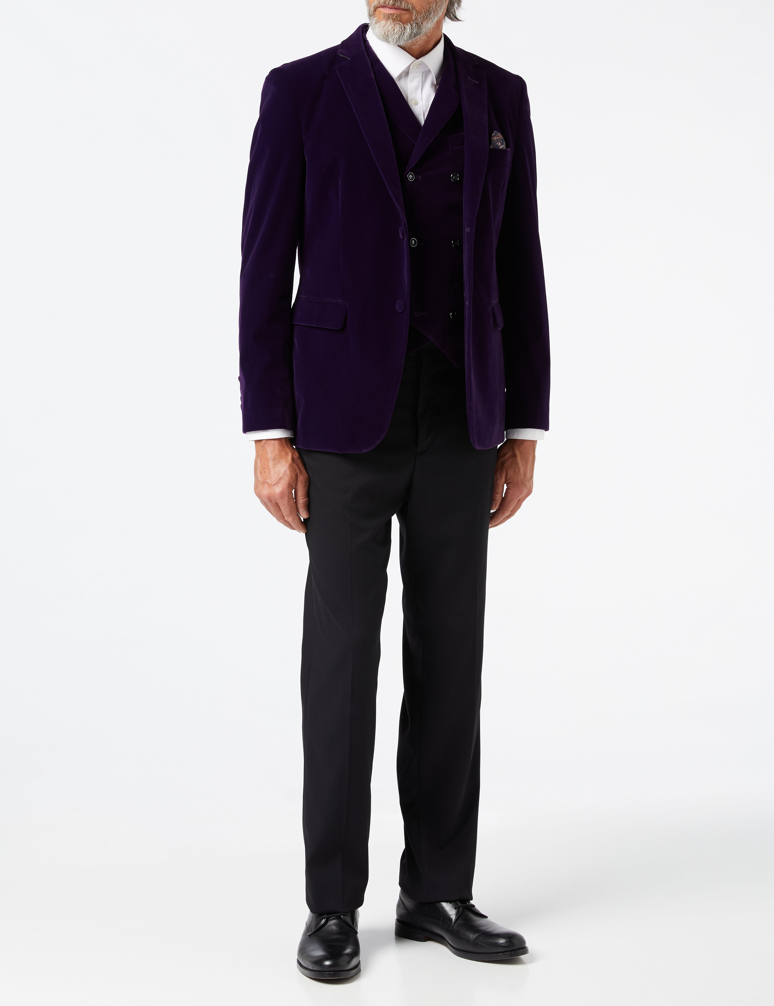 RICKY - PURPLE VELVET DOUBLE BREASTED COLLAR WAISTCOAT