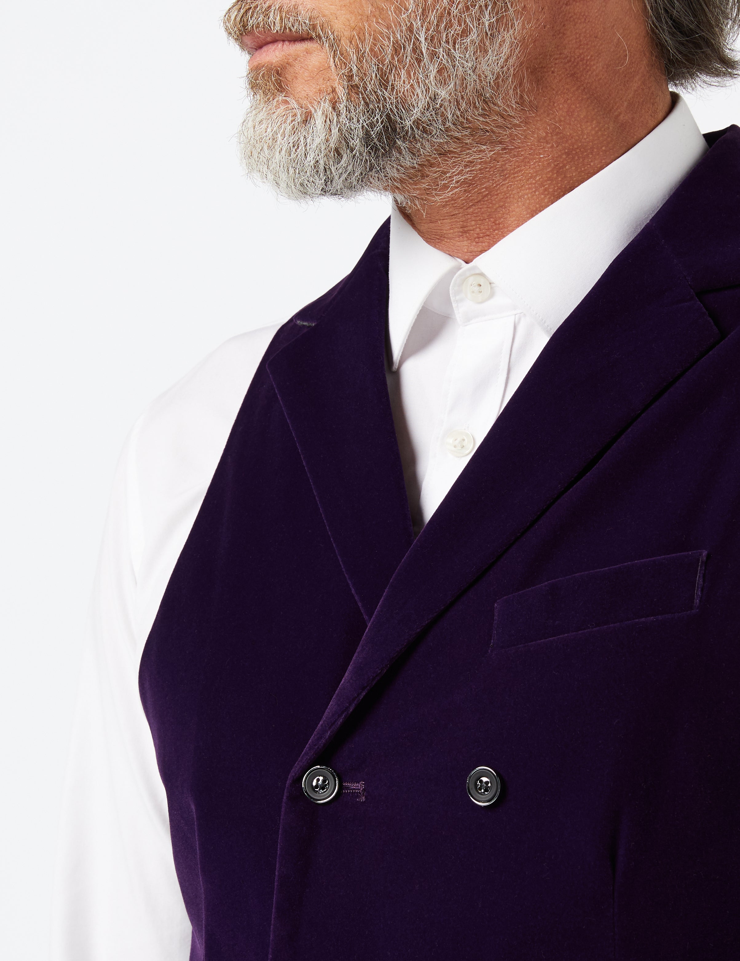 RICKY - PURPLE VELVET DOUBLE BREASTED COLLAR WAISTCOAT