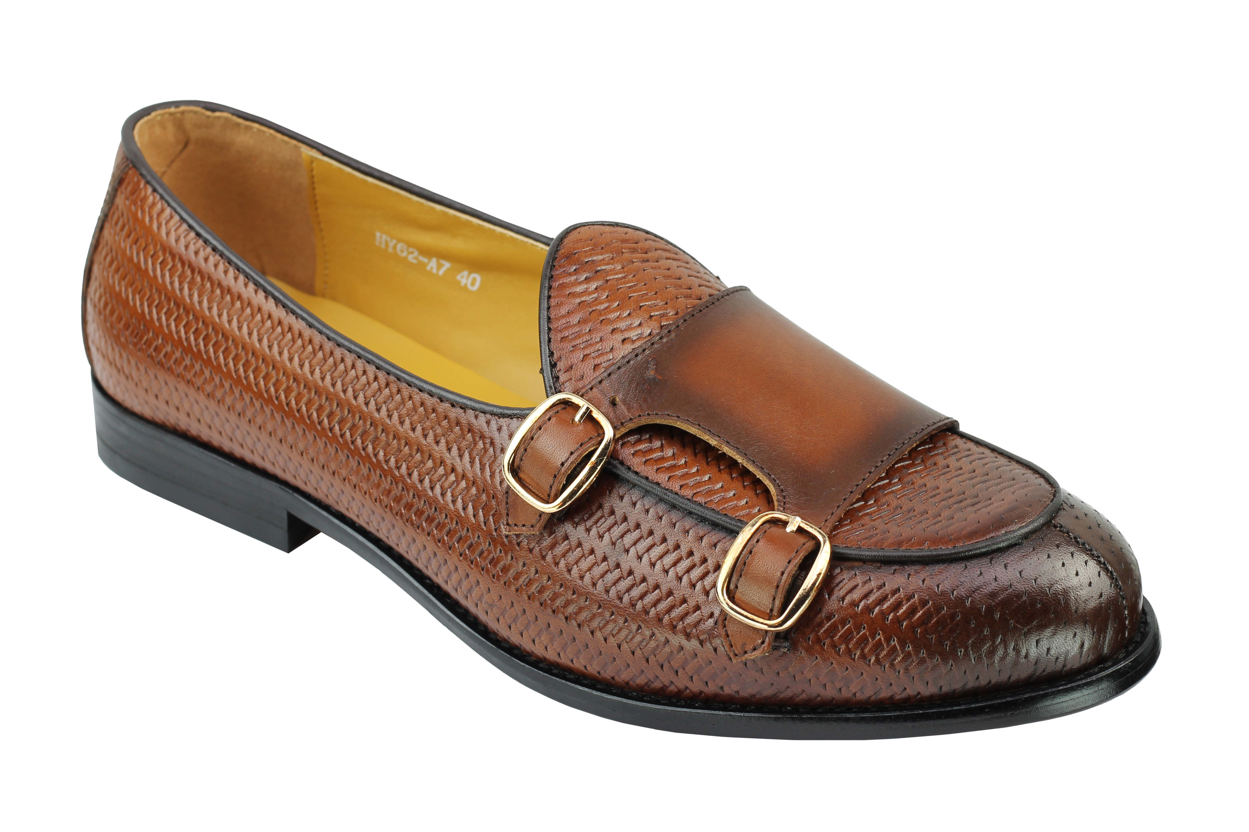 Real Leather Double Monk Strap Brown Loafer
