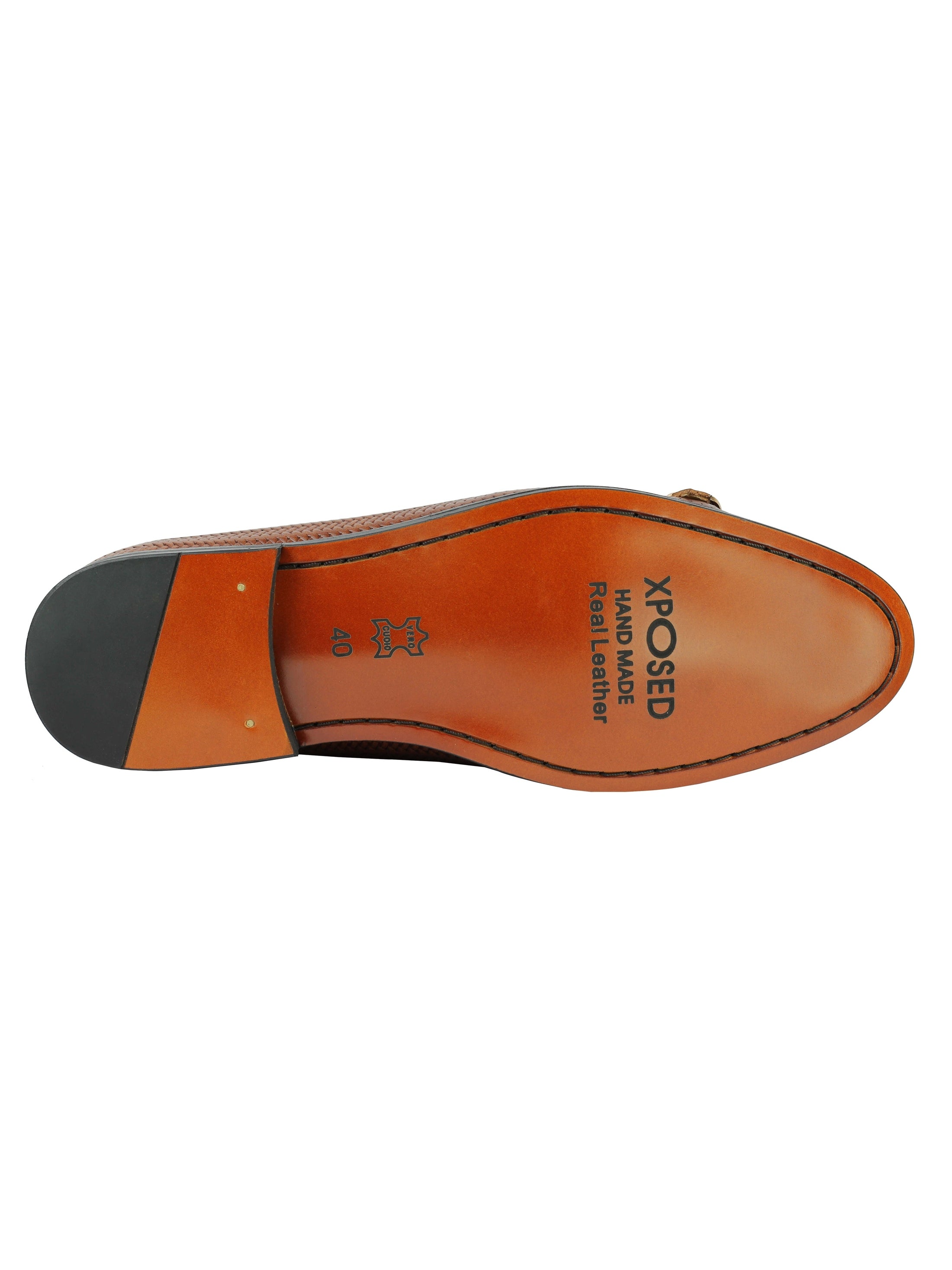 Real Leather Double Monk Strap Brown Loafer