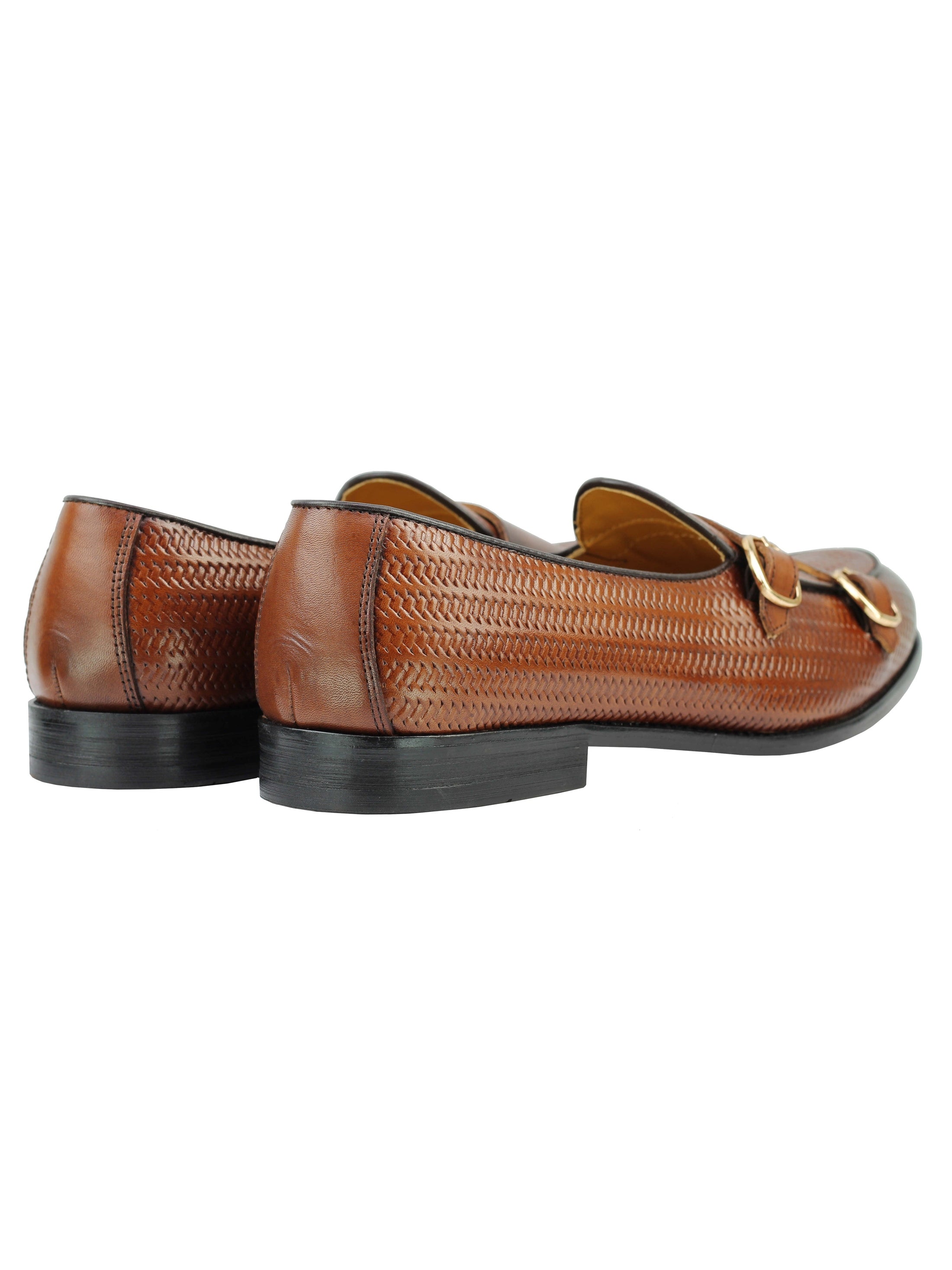 Real Leather Double Monk Strap Brown Loafer