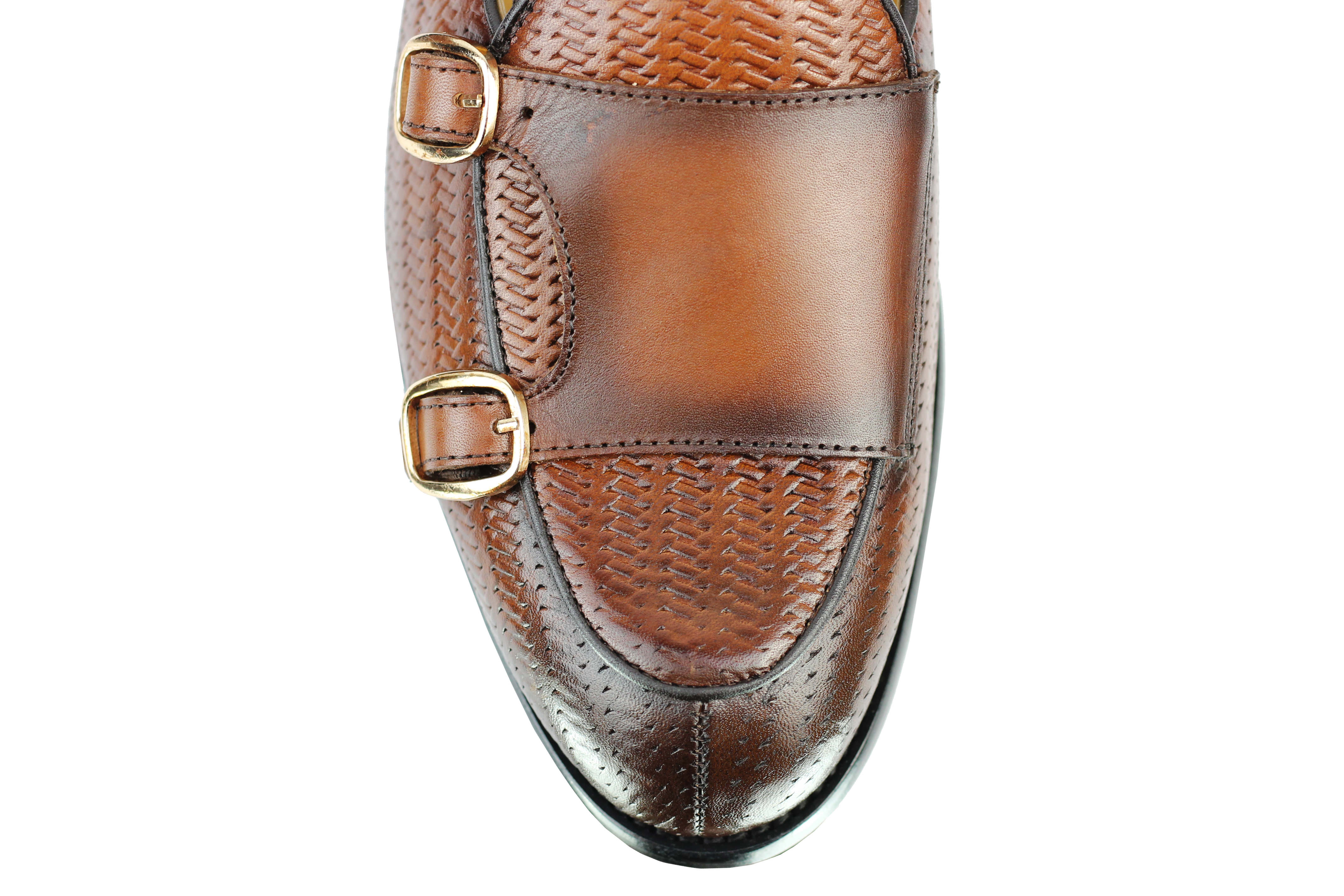 Real Leather Double Monk Strap Brown Loafer