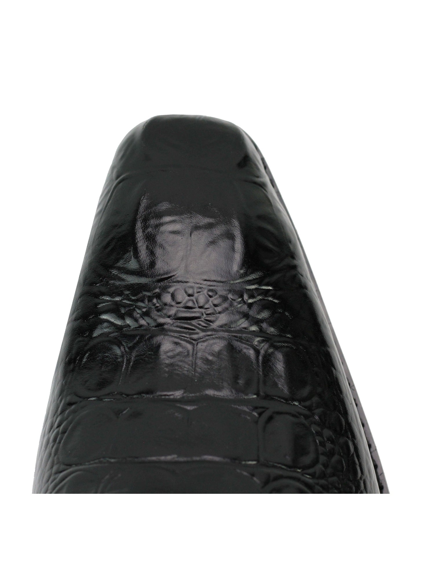 Real Leather Black Crocodile Print Monk Loafers