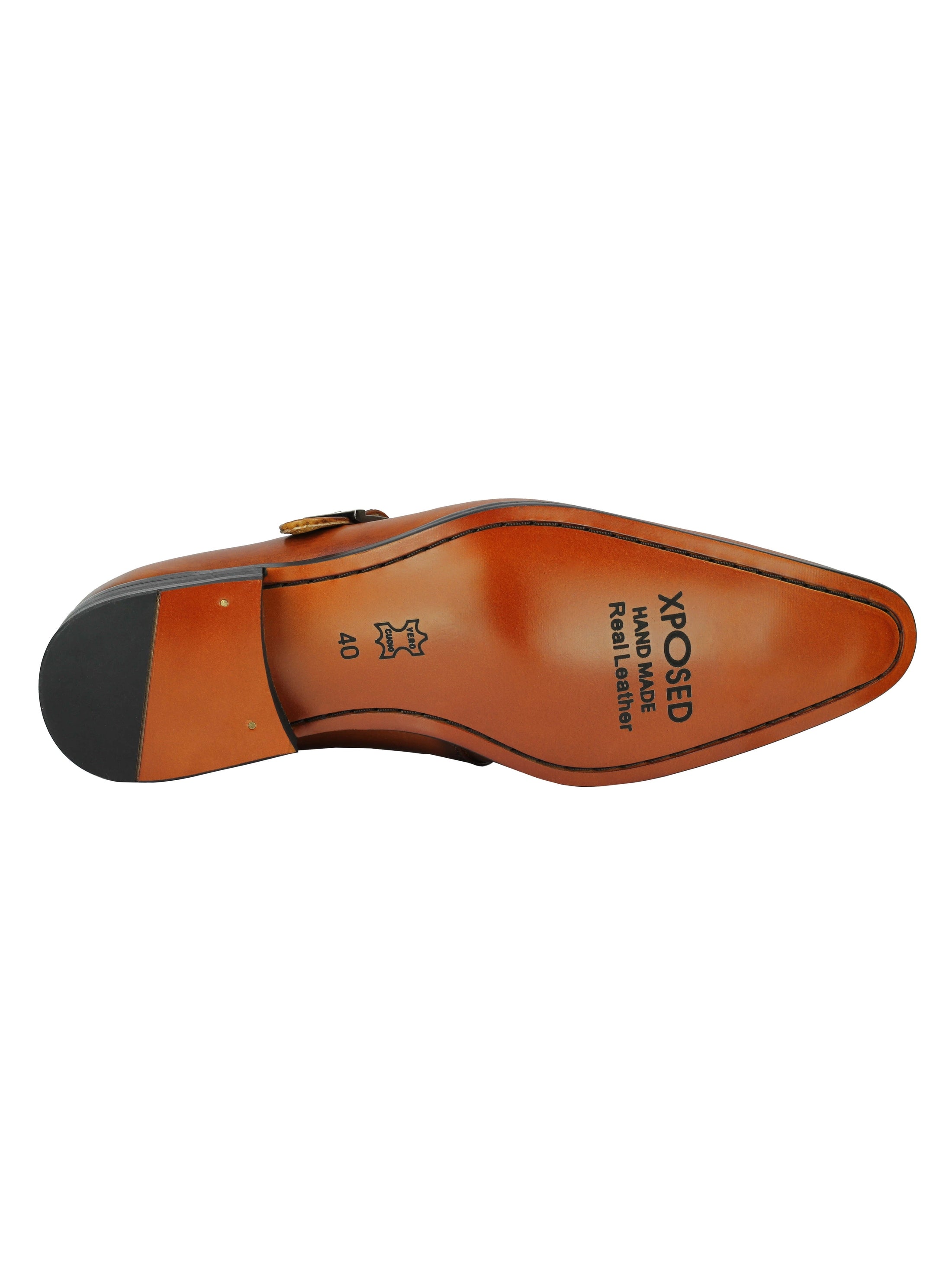Real Leather Buckle Strap Slip Loafers