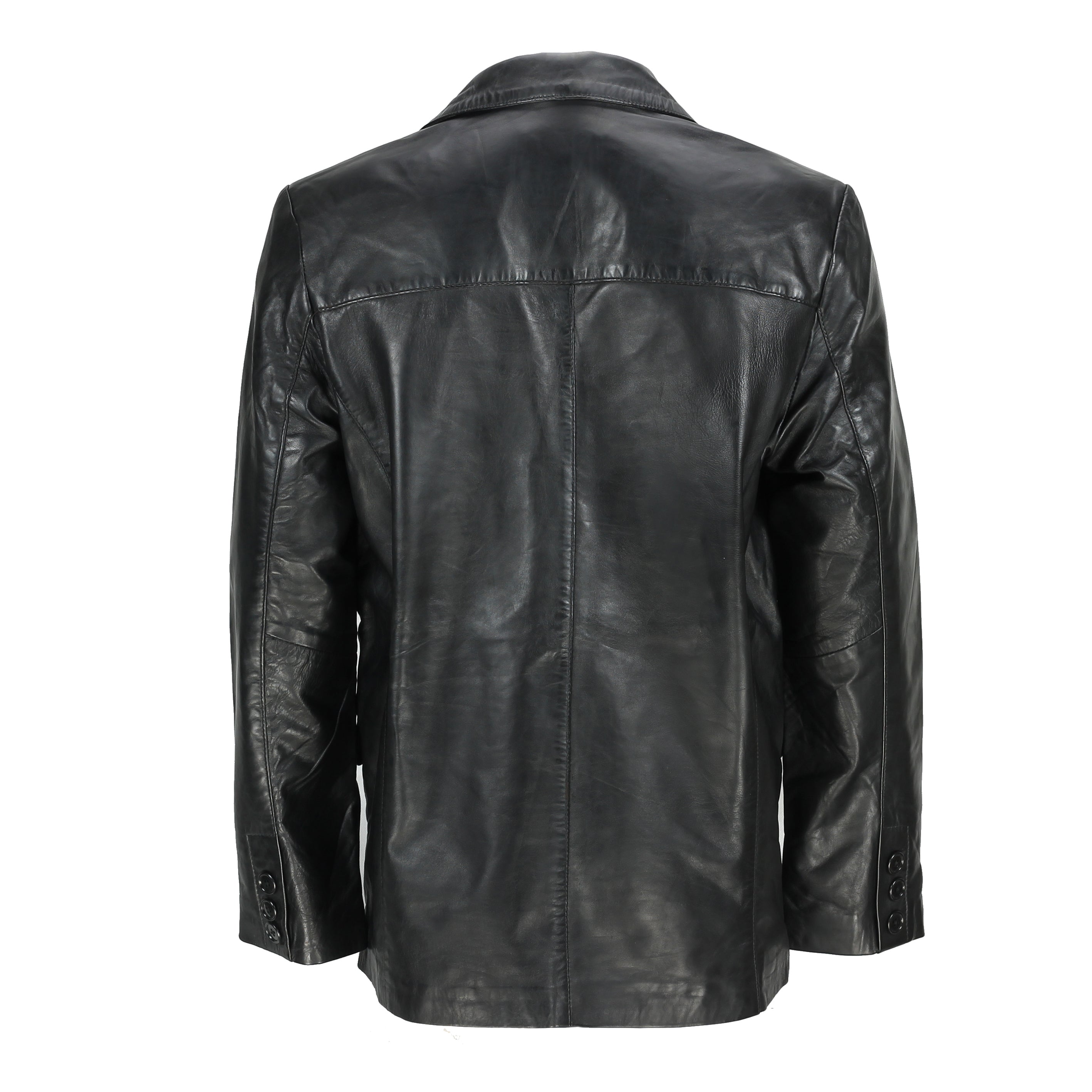 Mens Vintage Mid Length Black Leather Jacket