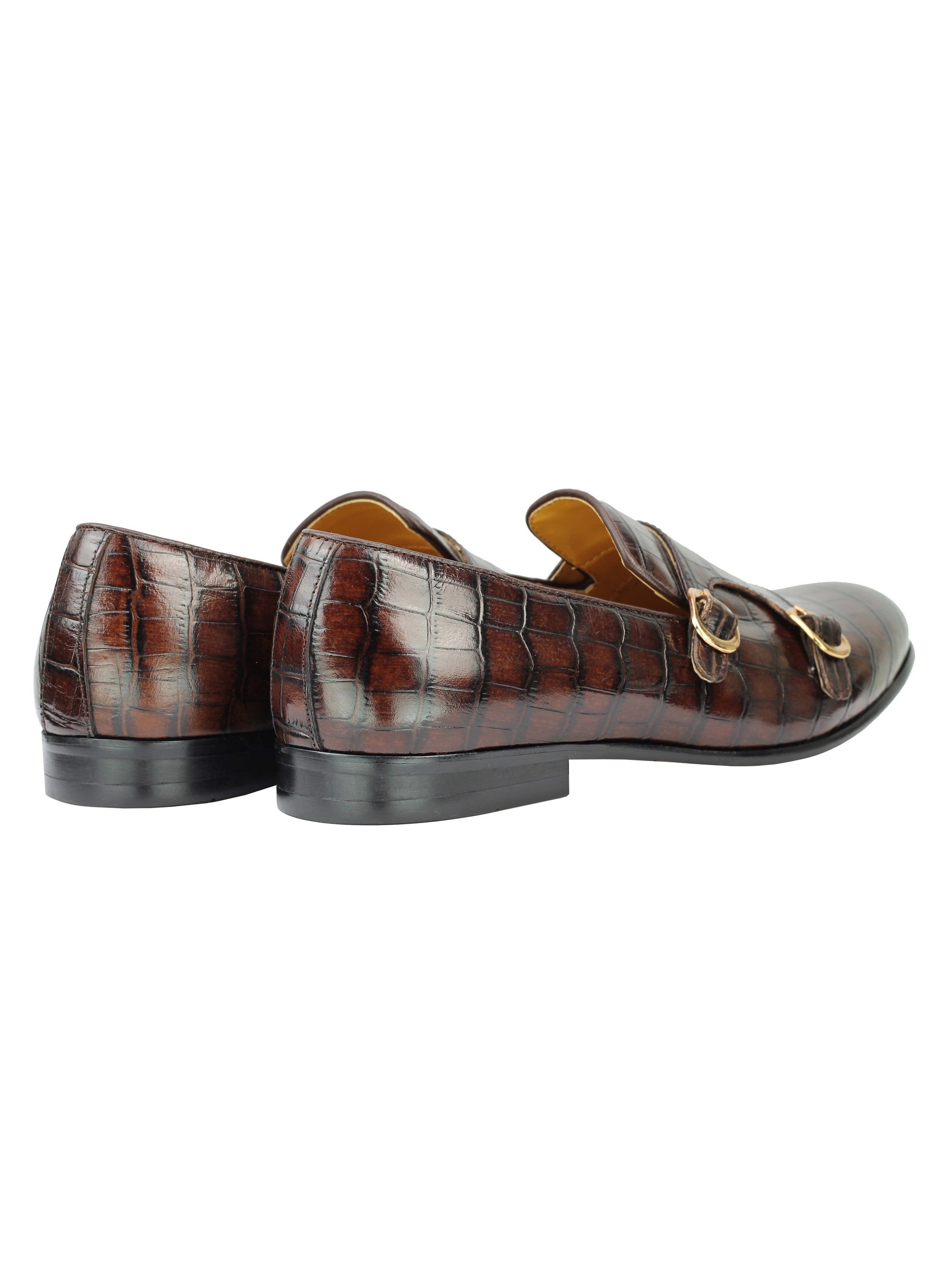 Real Leather Double Strap Monk Brown Loafer