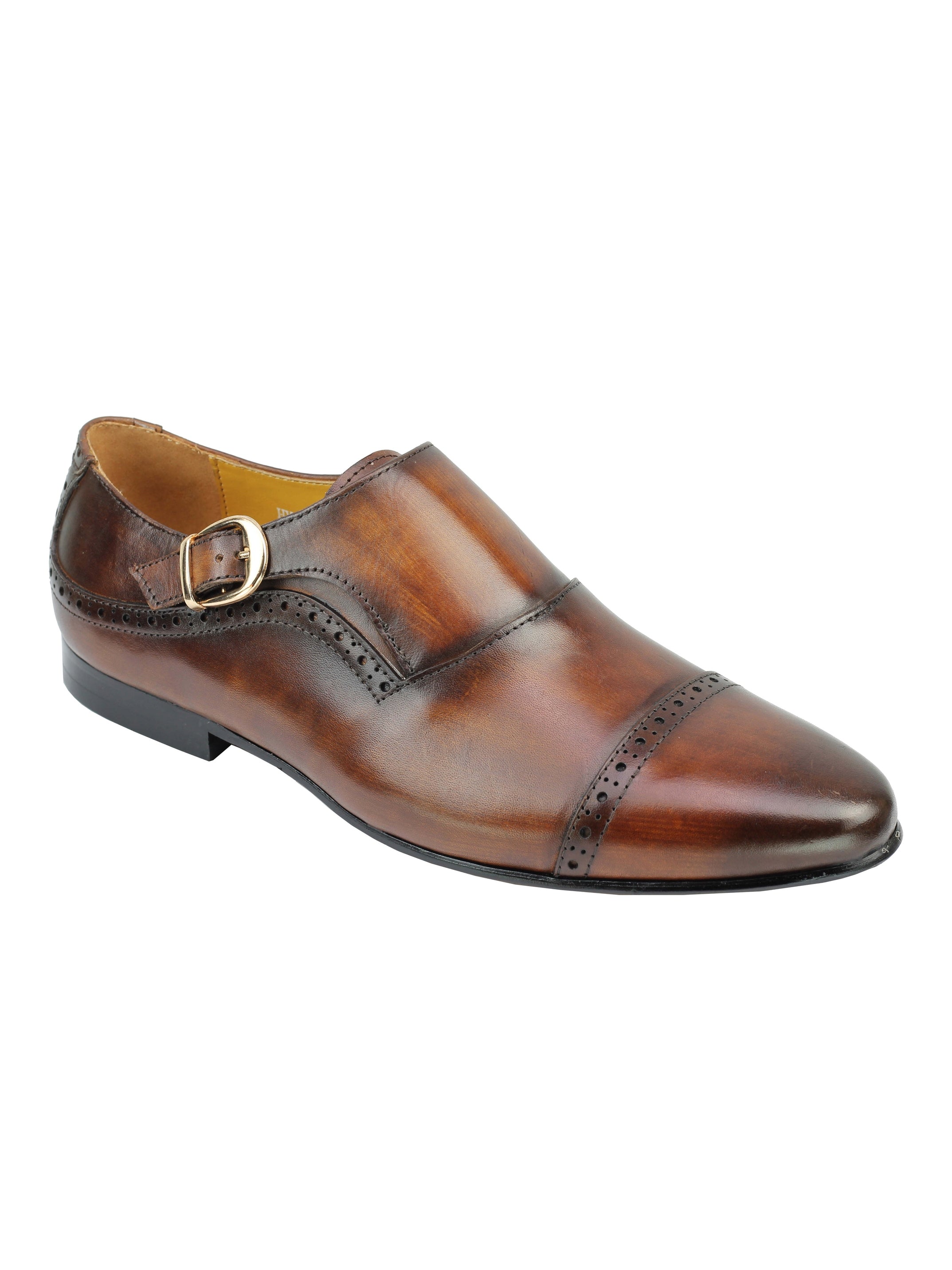 Real Leather Monk Strap Brown Loafer