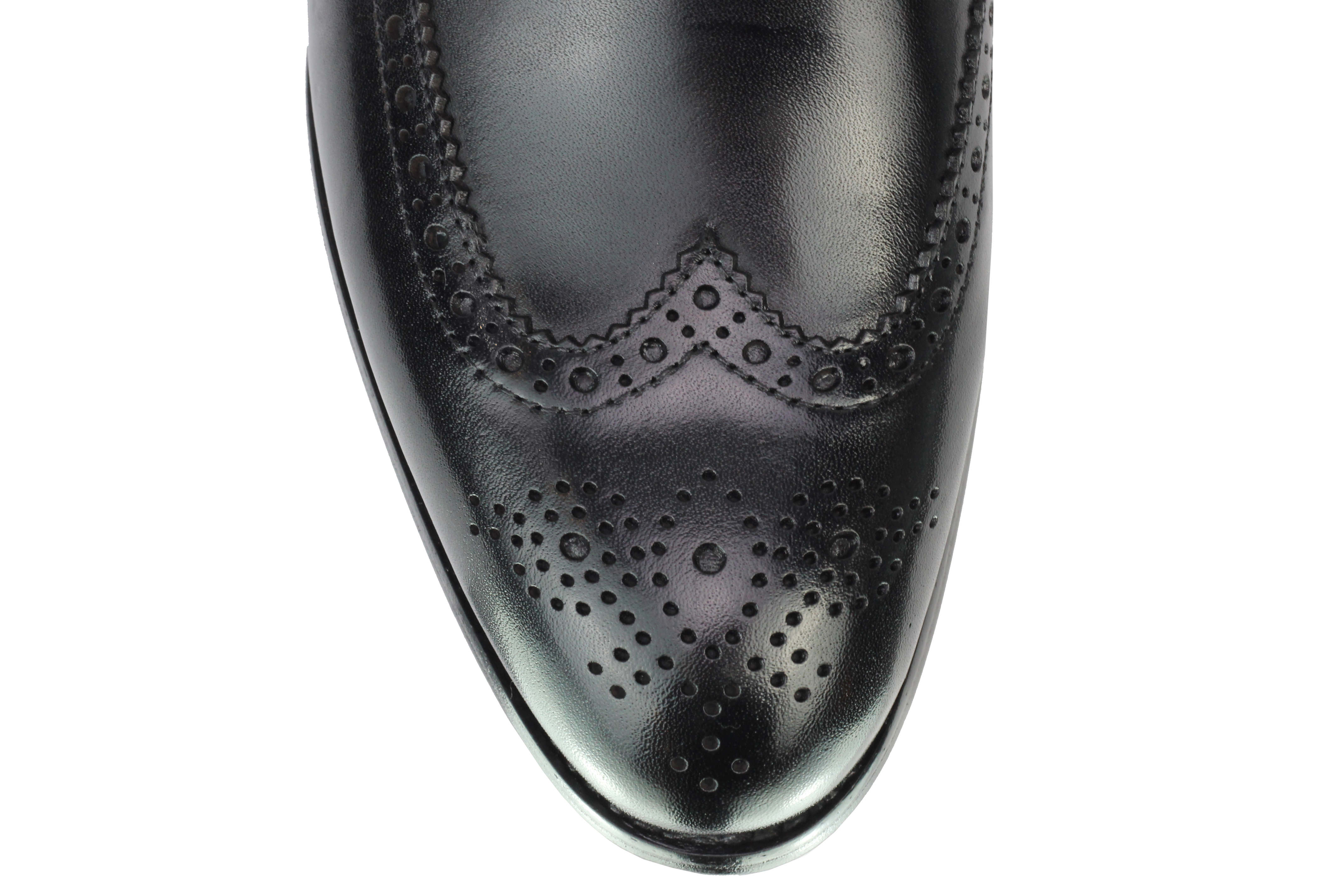 Real Leather Black Brogue Monk Shoes