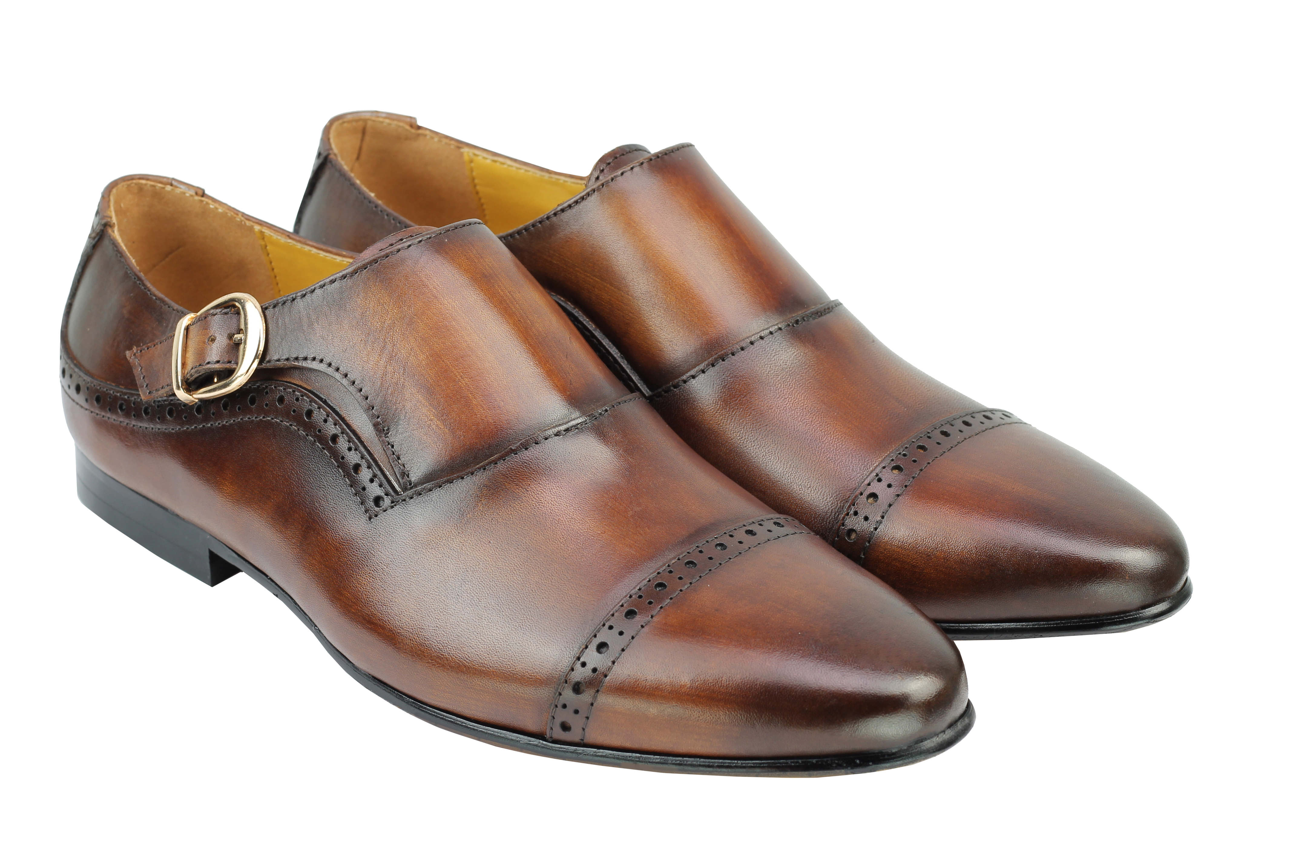 Real Leather Monk Strap Brown Loafer