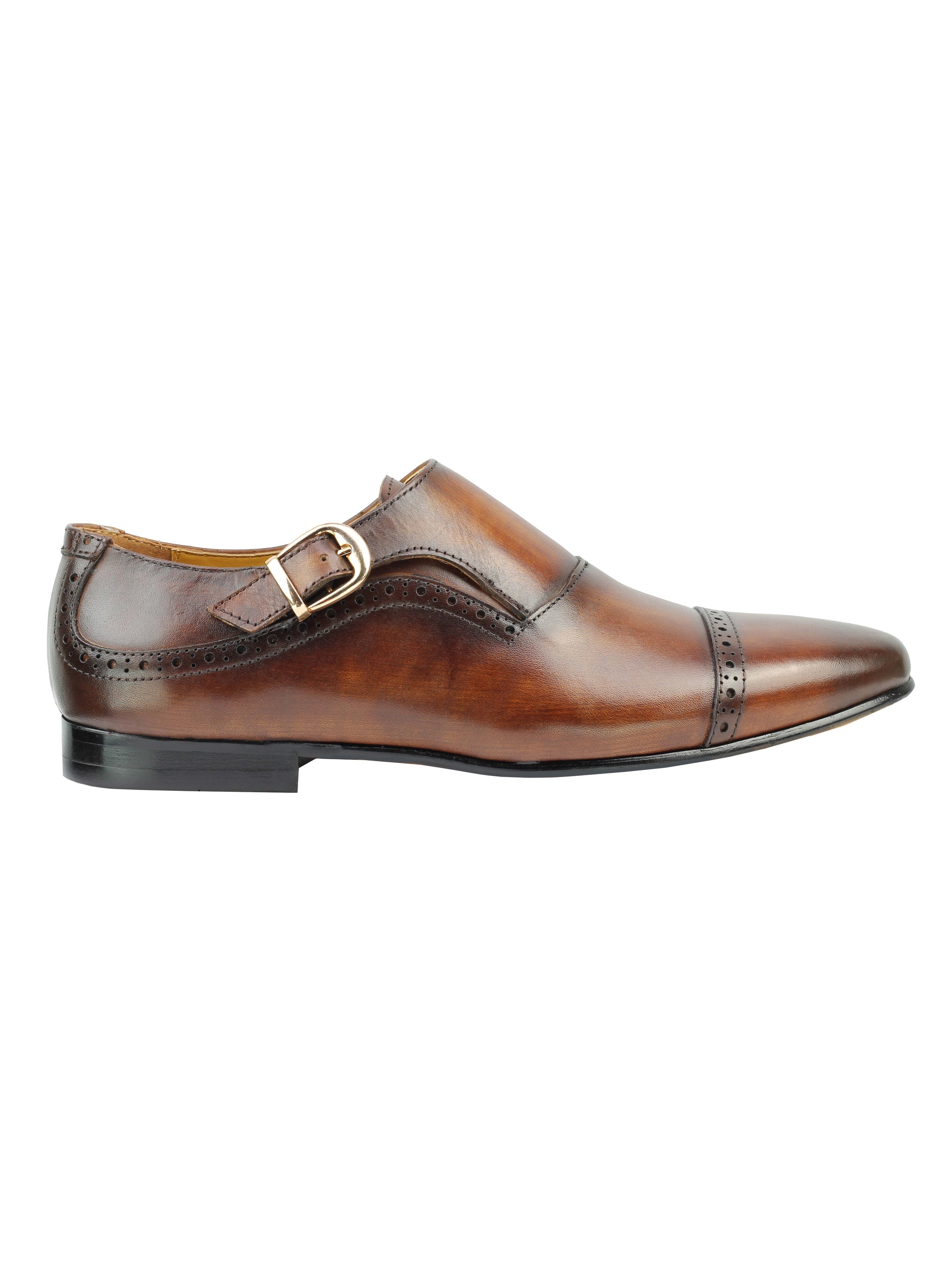 Real Leather Monk Strap Brown Loafer