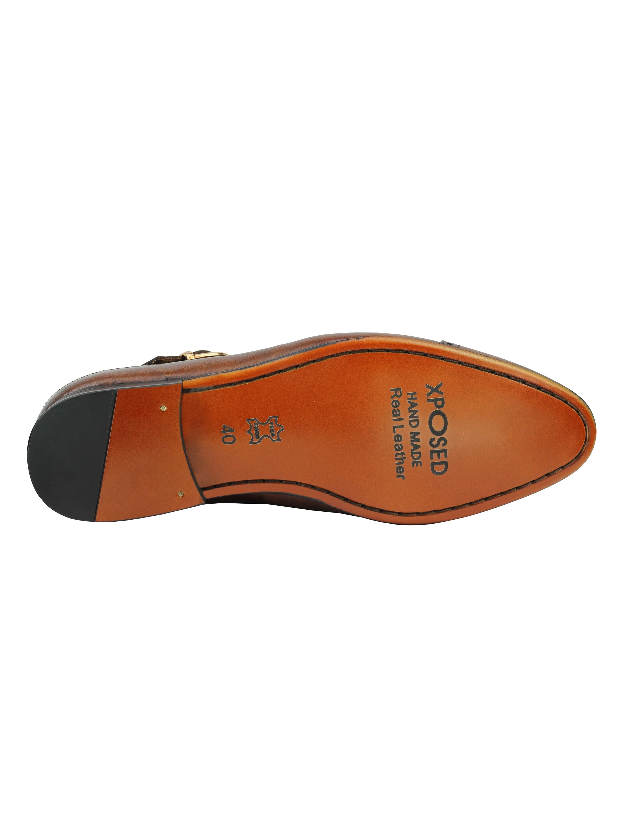 Real Leather Monk Strap Brown Loafer