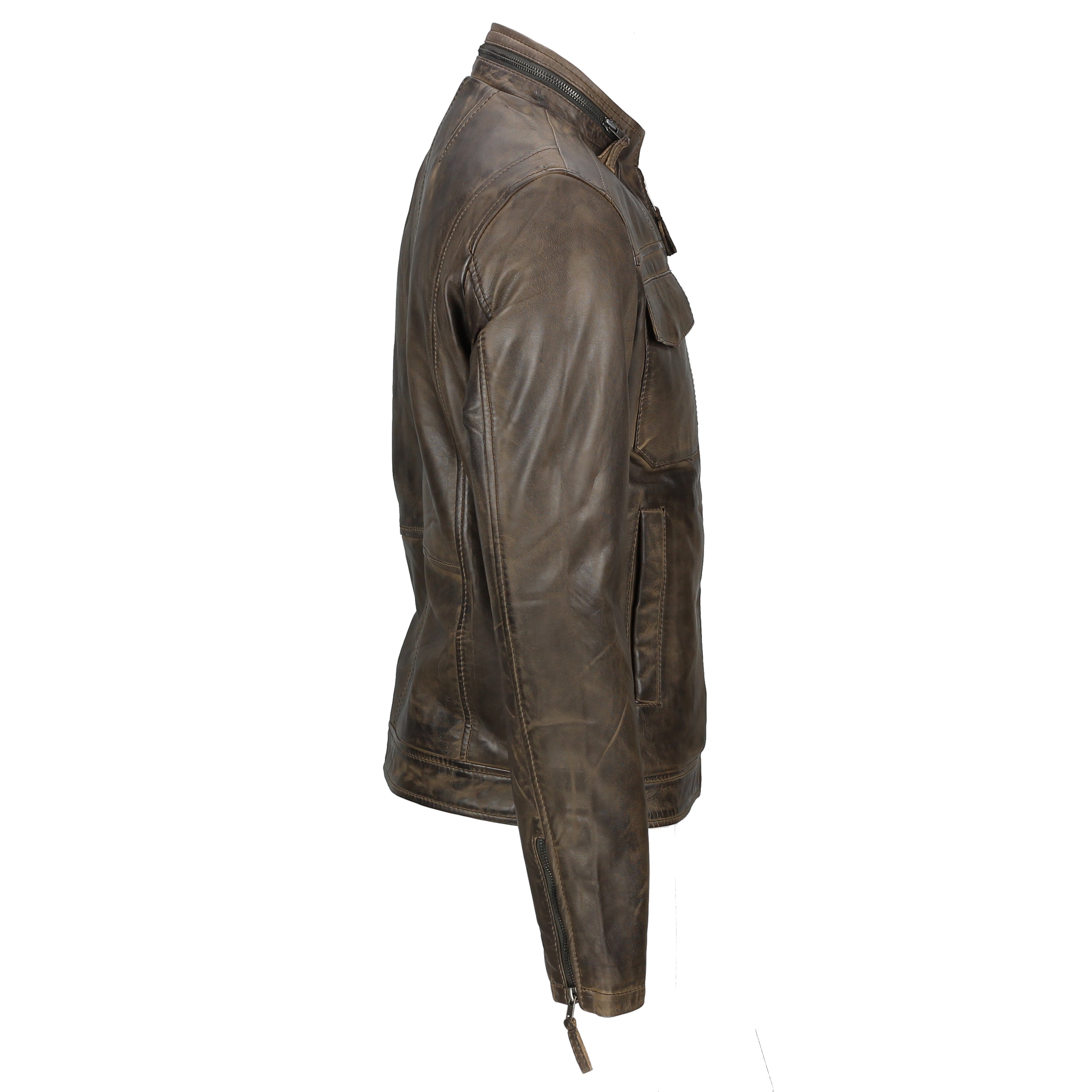 VESTE EN CUIR RACER MARRON