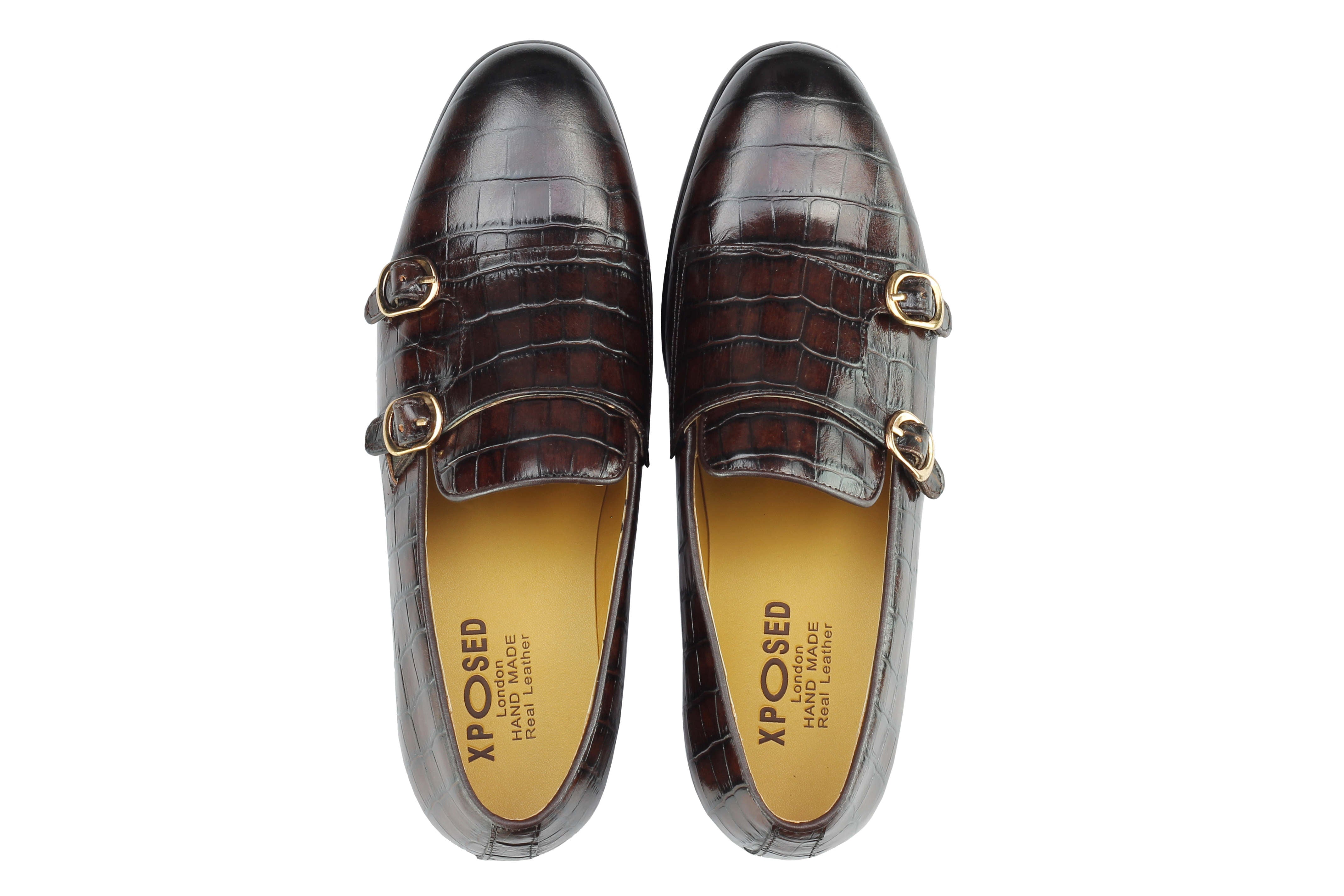 Real Leather Double Strap Monk Brown Loafer