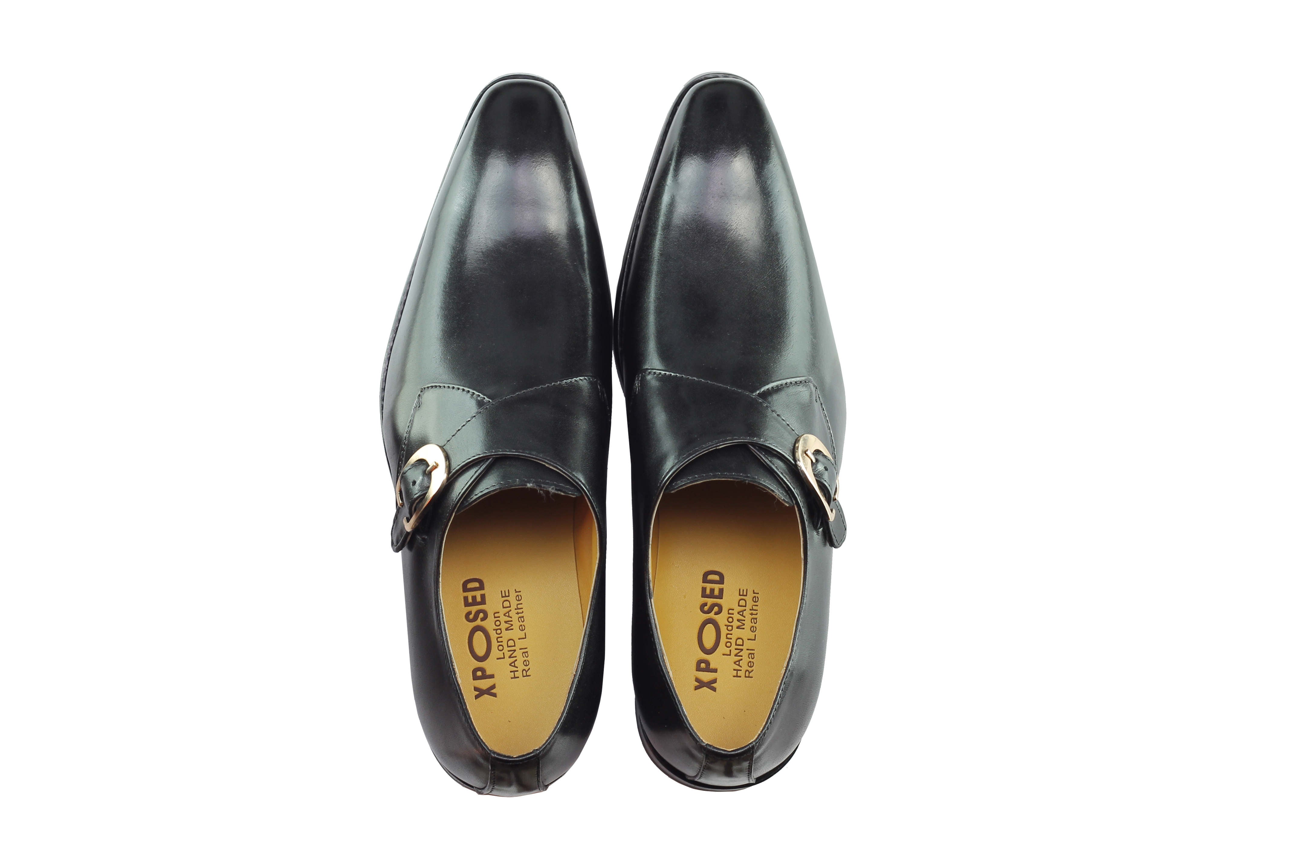 Black Monk Strap Real Leather Shoes