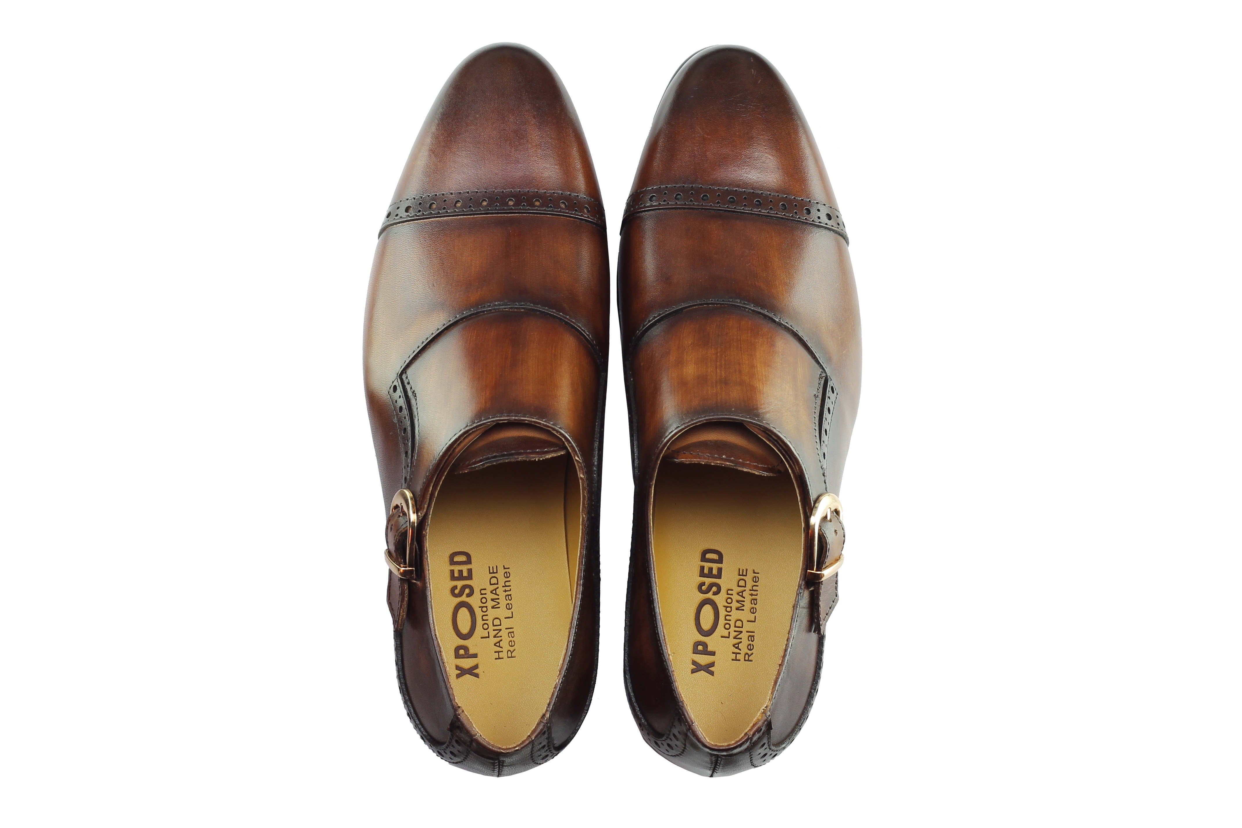 Real Leather Monk Strap Brown Loafer