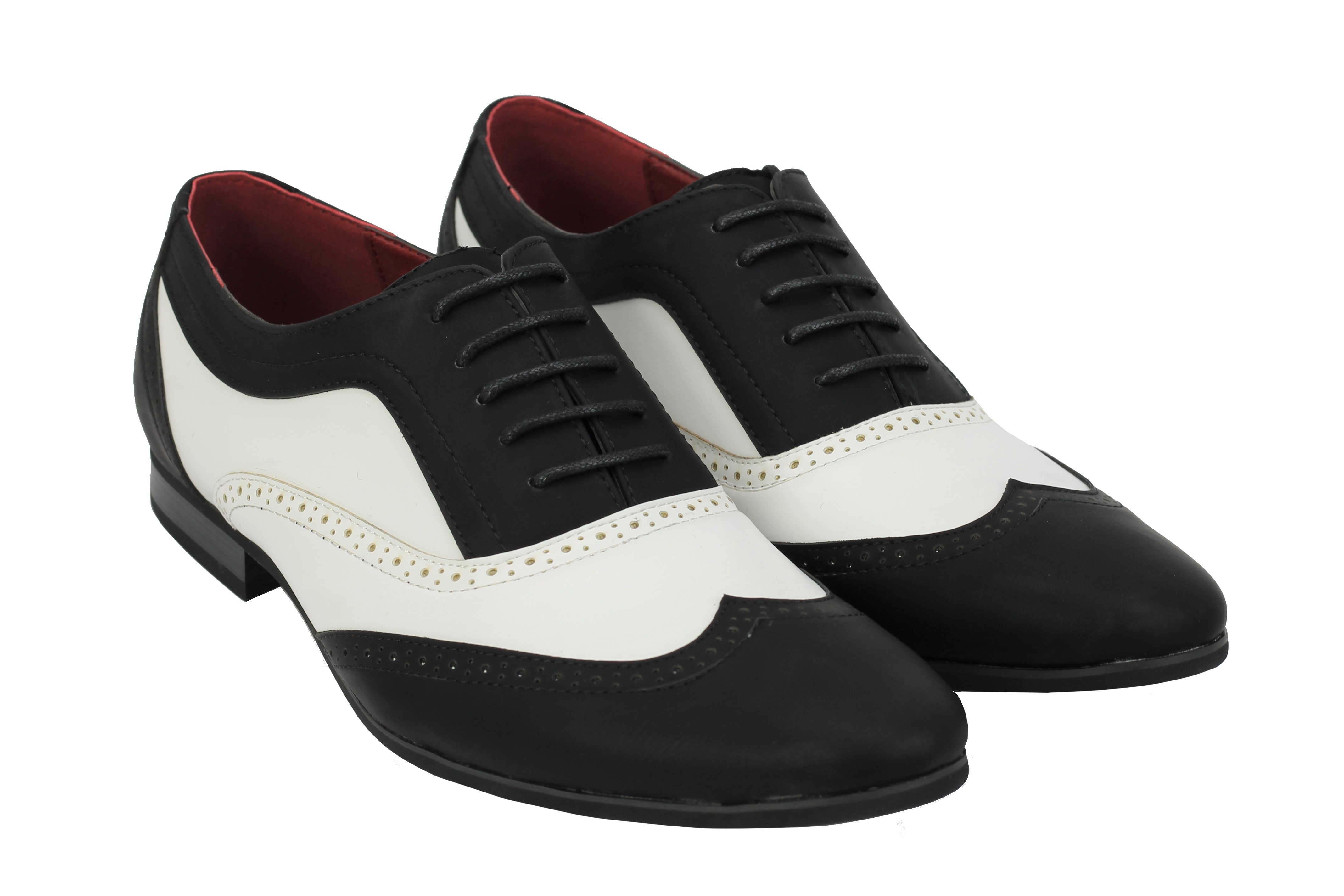 Mens Vintage Retro 1920 S Mod 2 Tone Leather Brogue Smart Lace Up Spat Shoes