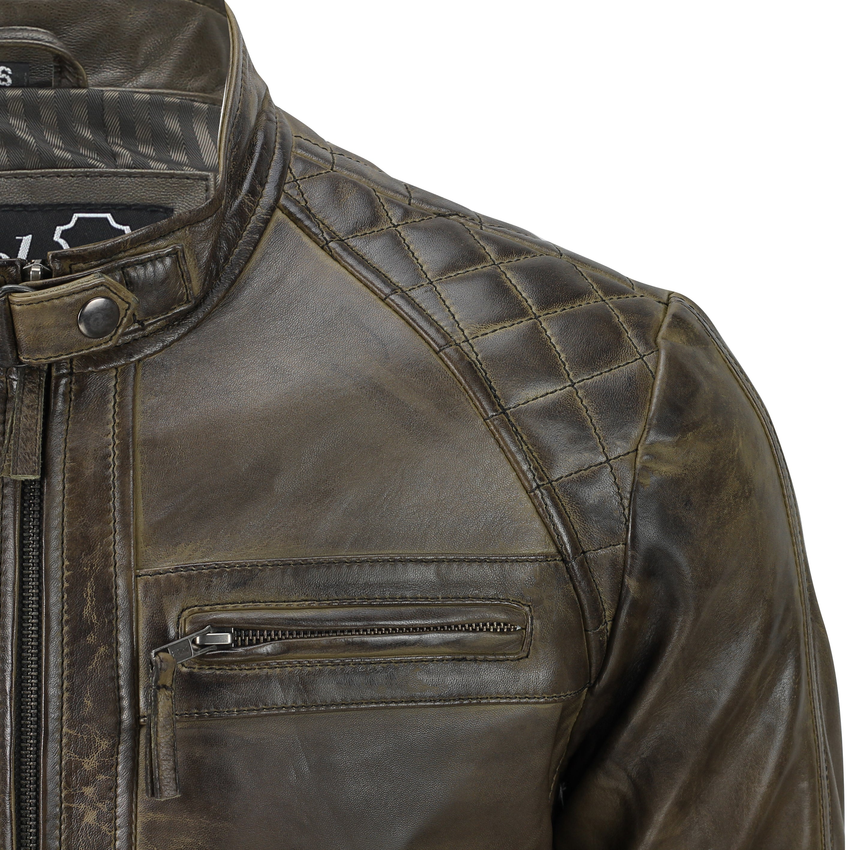 Mens Real Soft Leather Antique Brown Vintage Zipped Smart Casual Biker Jacket