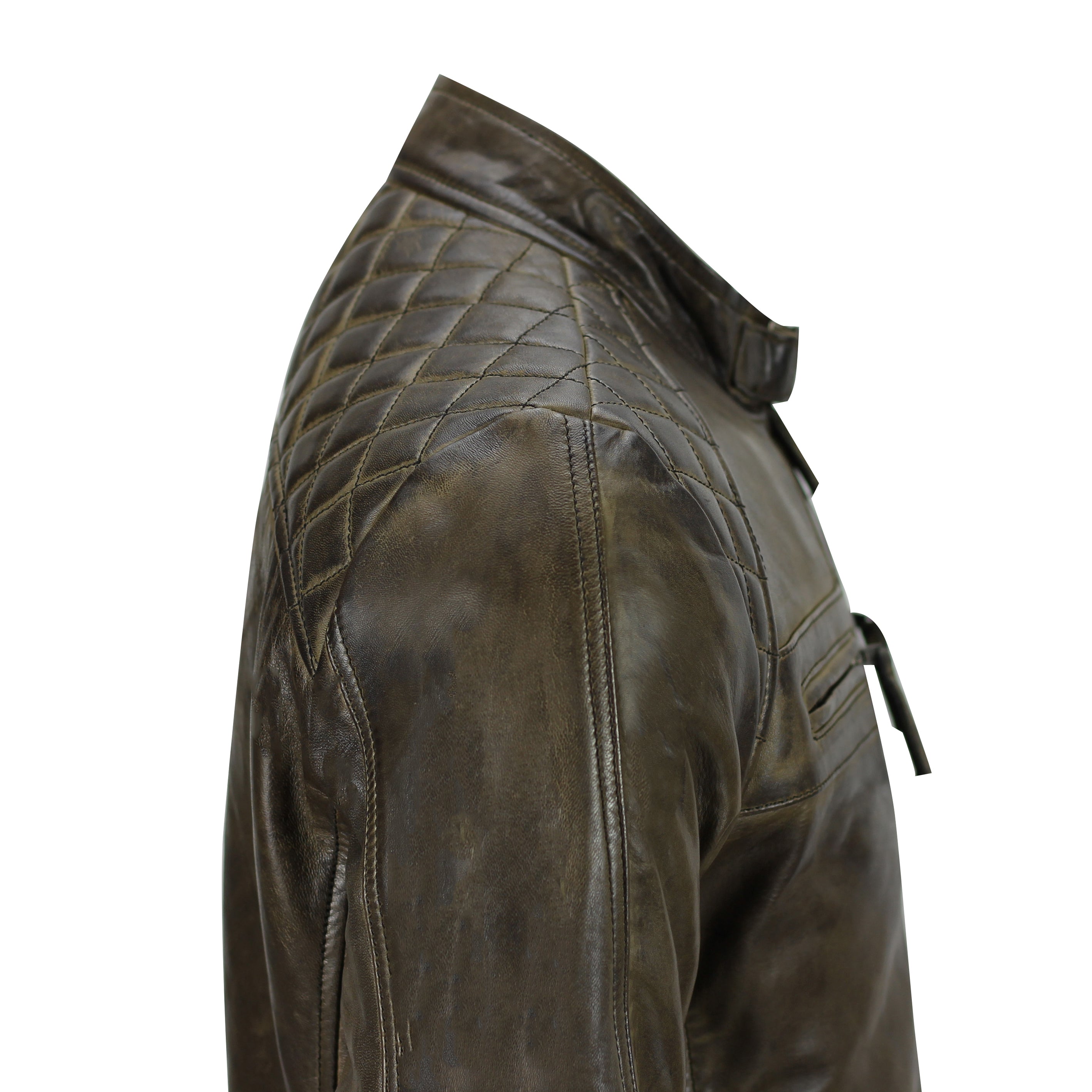 Mens Real Soft Leather Antique Brown Vintage Zipped Smart Casual Biker Jacket