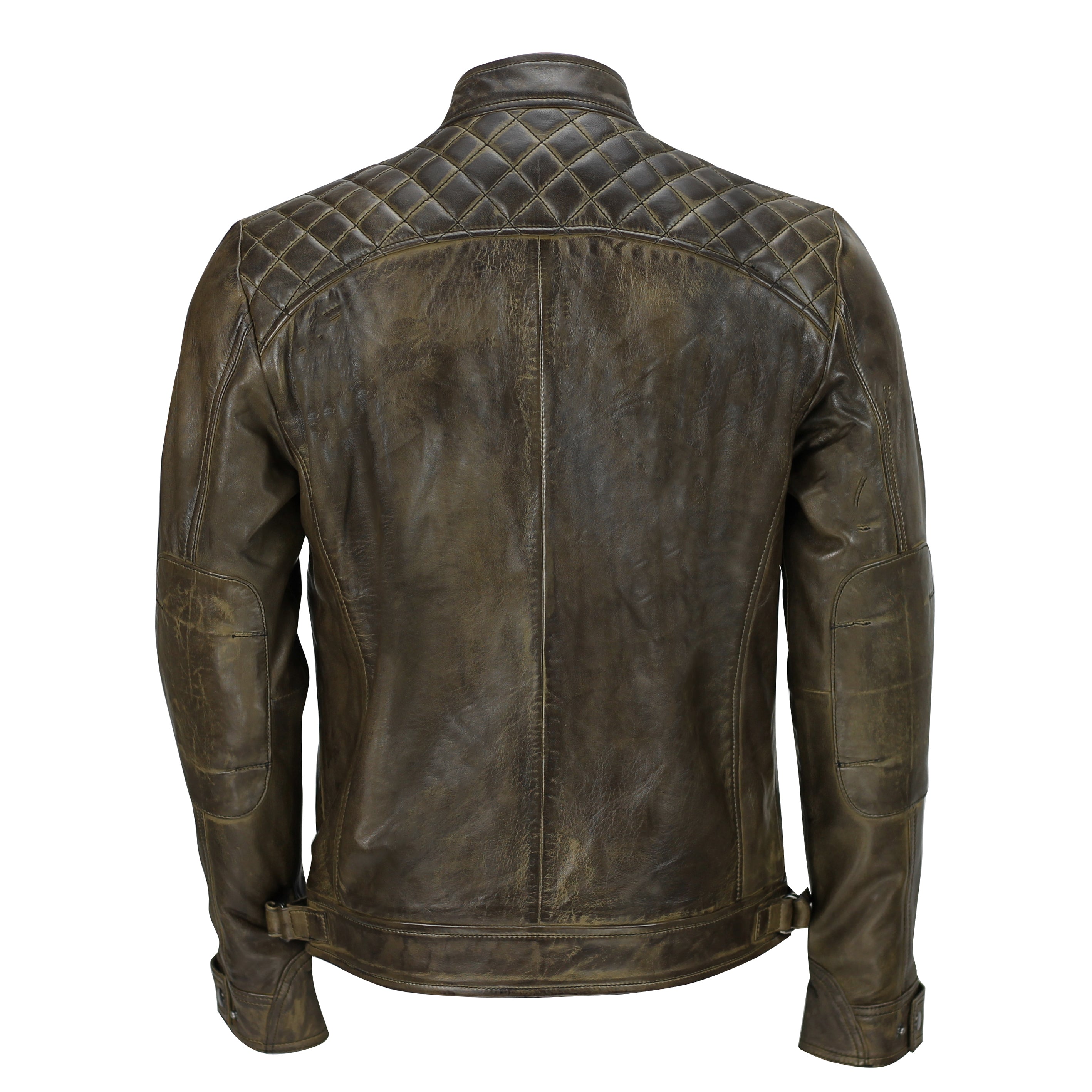 Mens Real Soft Leather Antique Brown Vintage Zipped Smart Casual Biker Jacket