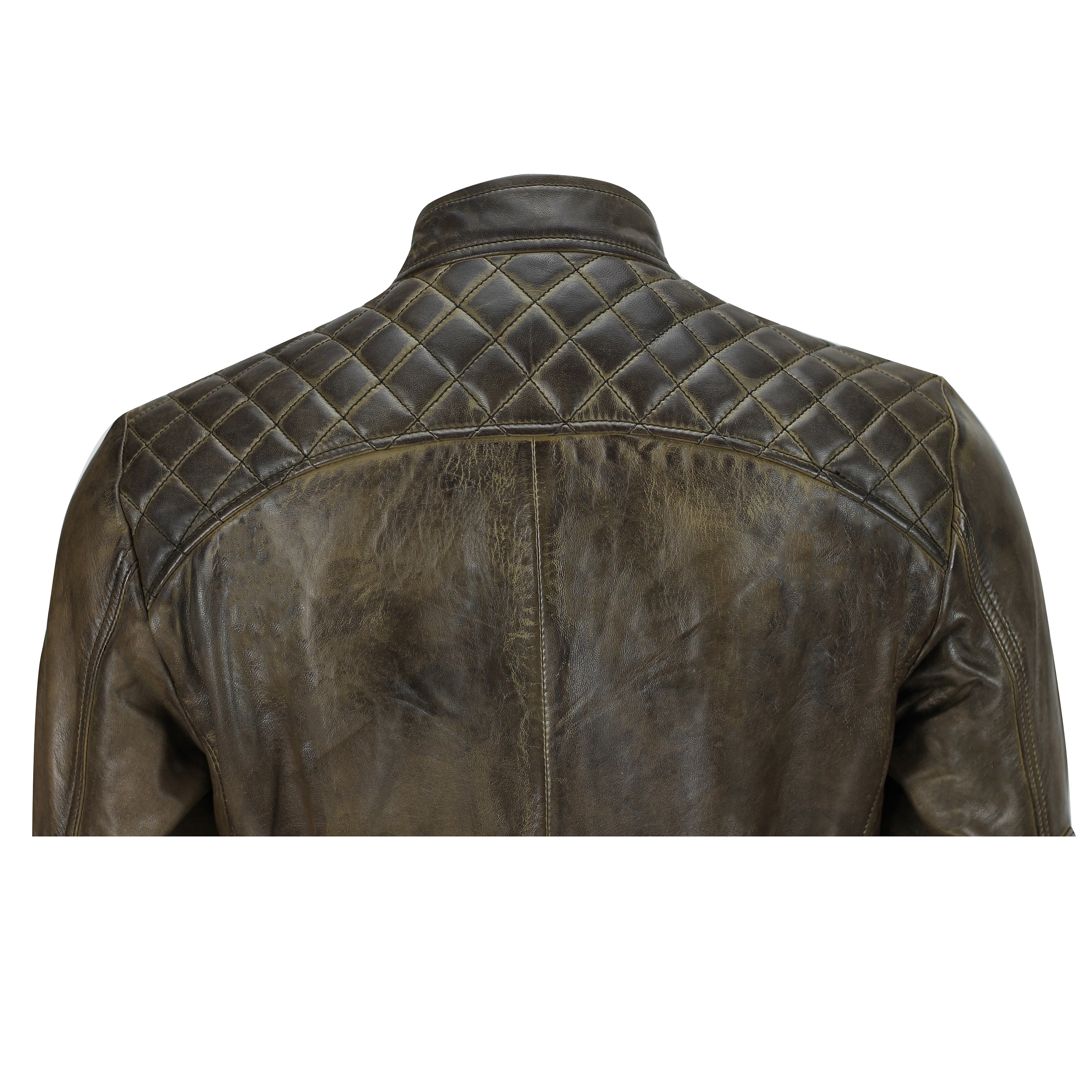 Mens Real Soft Leather Antique Brown Vintage Zipped Smart Casual Biker Jacket