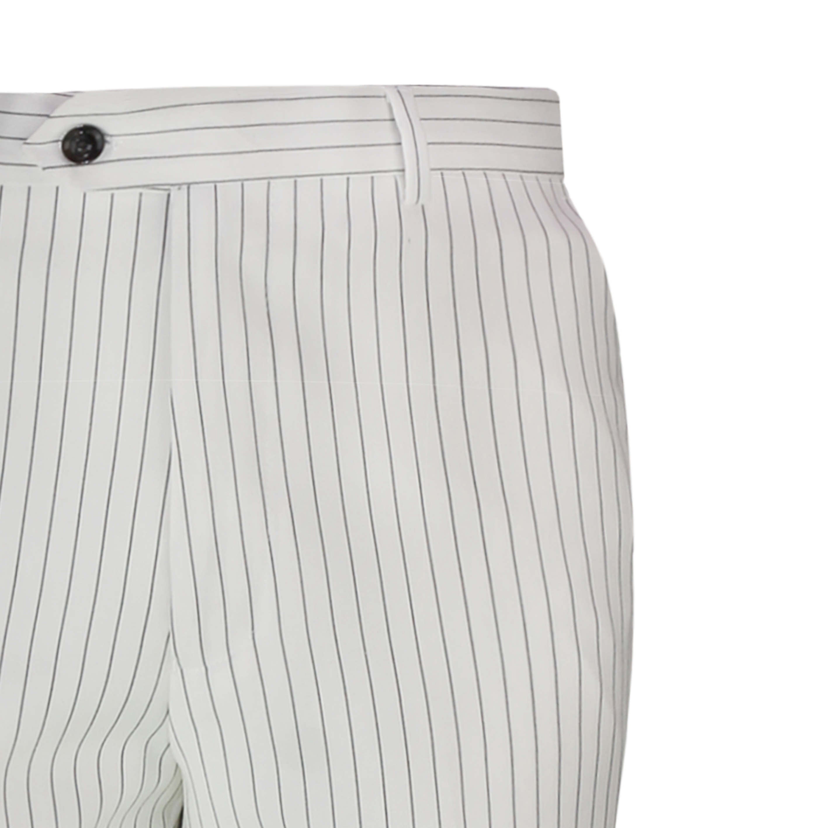 Mens Black Pinstripe Tailored Fit White Trousers