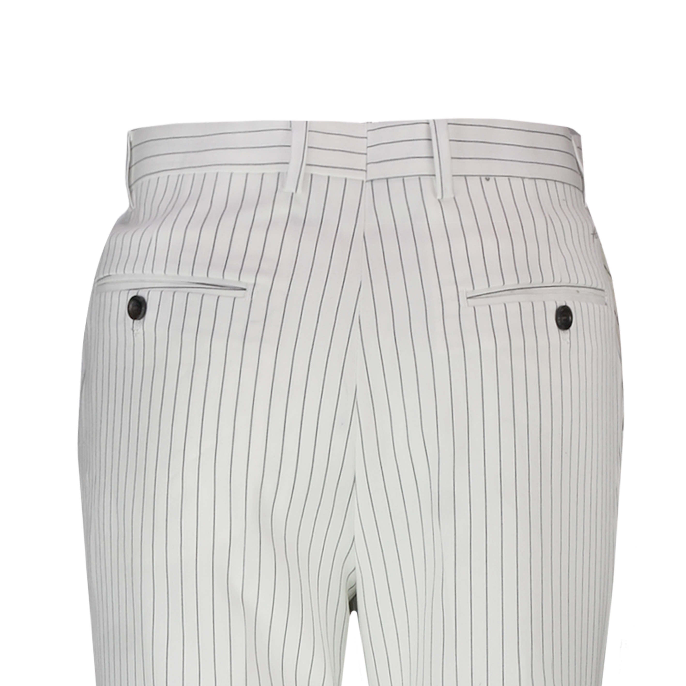 Mens Black Pinstripe Tailored Fit White Trousers