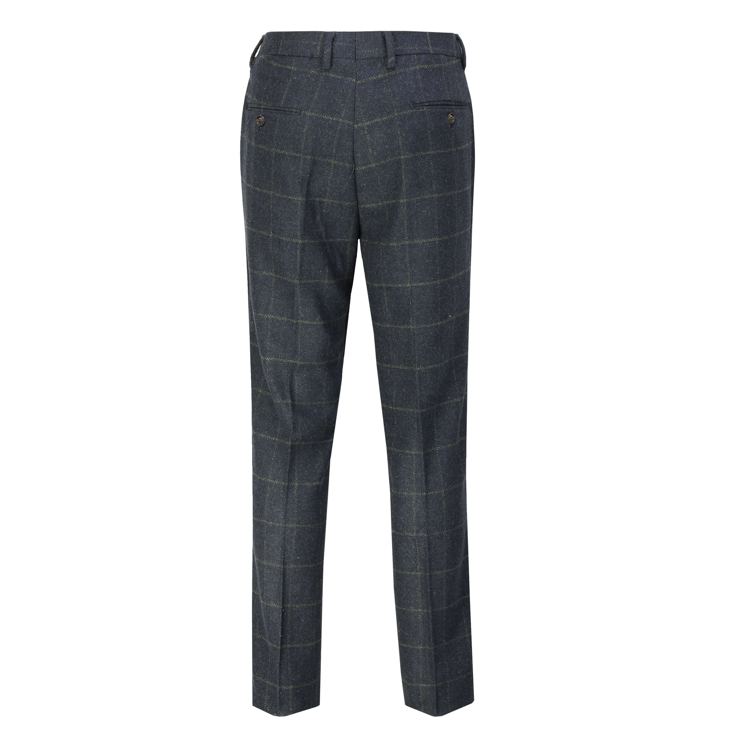 Navy Tweed Check Suit Trouser