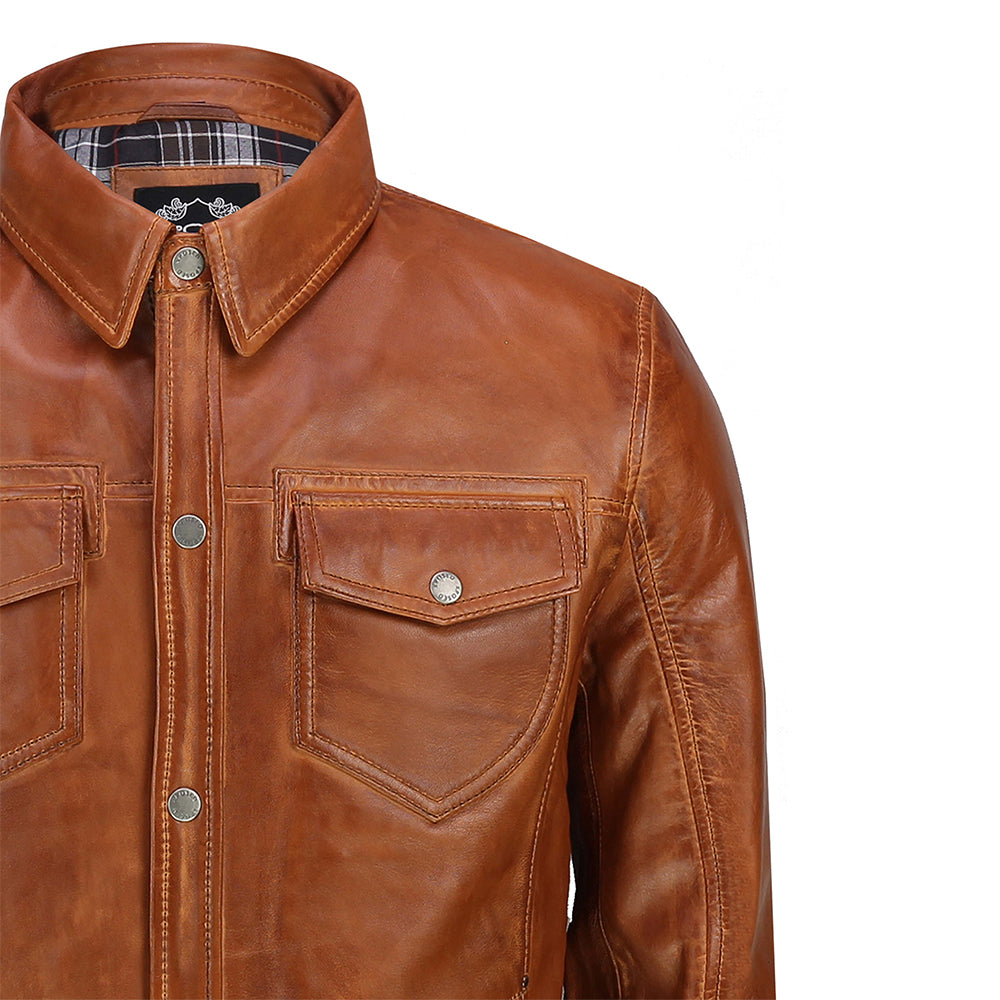 SHIRT TYPE LEATHER JACKET IN TIMBER