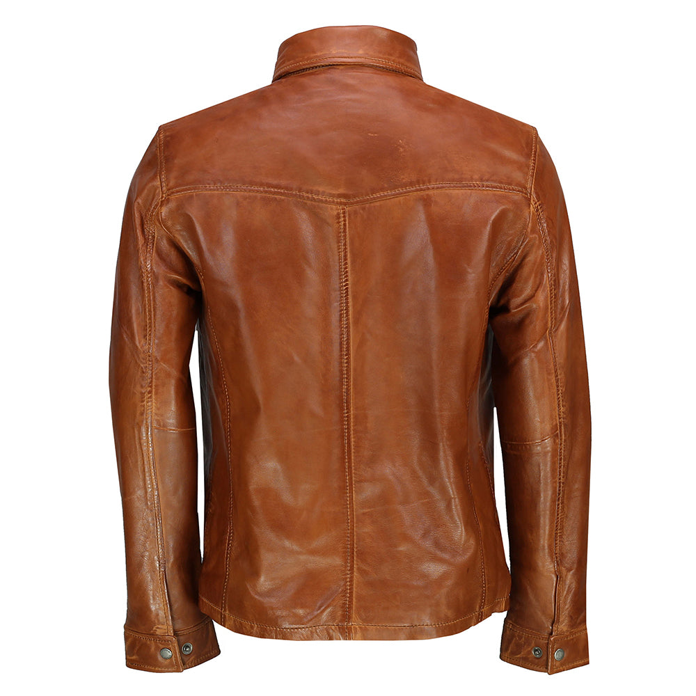 SHIRT TYPE LEATHER JACKET IN TIMBER