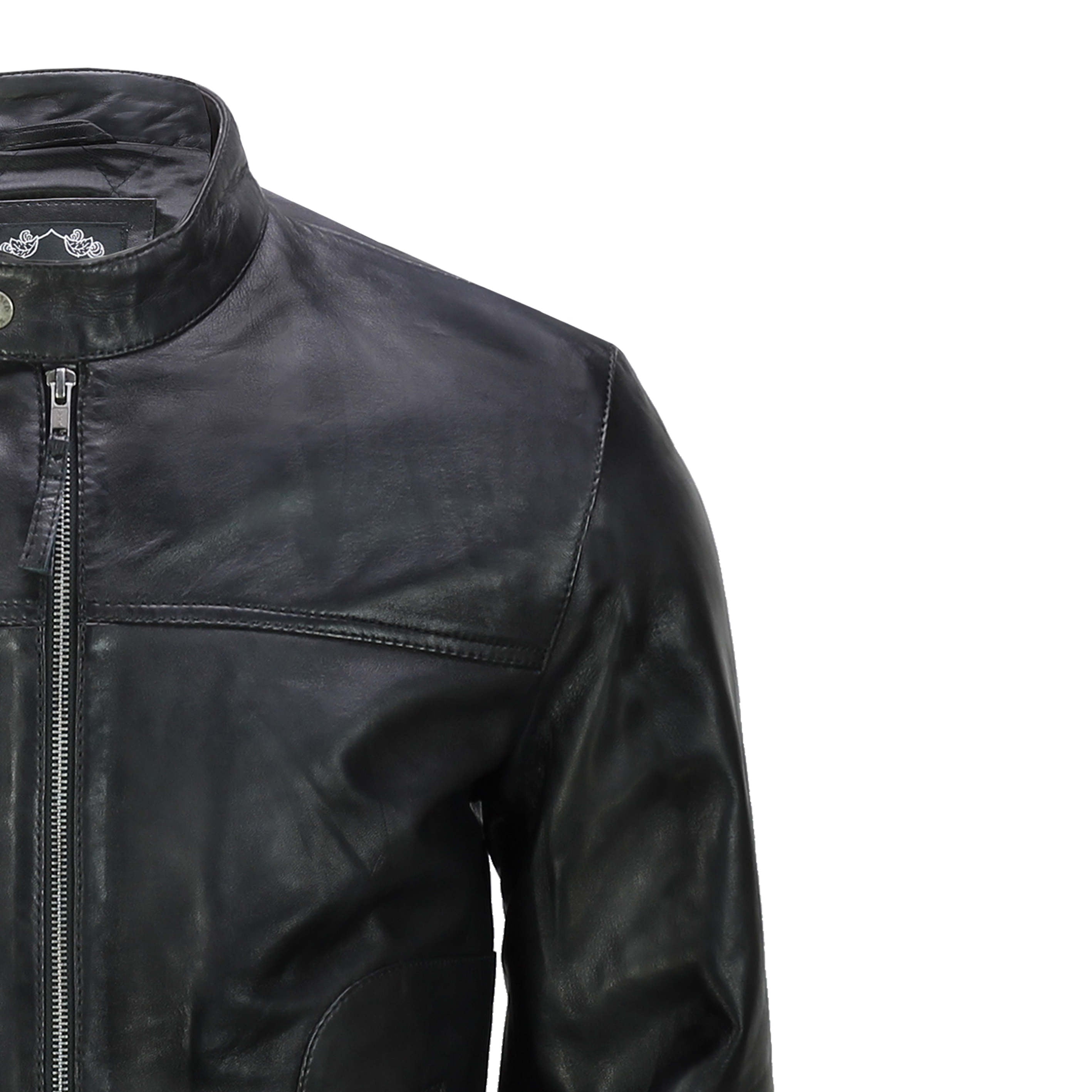 Mens Leather Black Biker Jacket