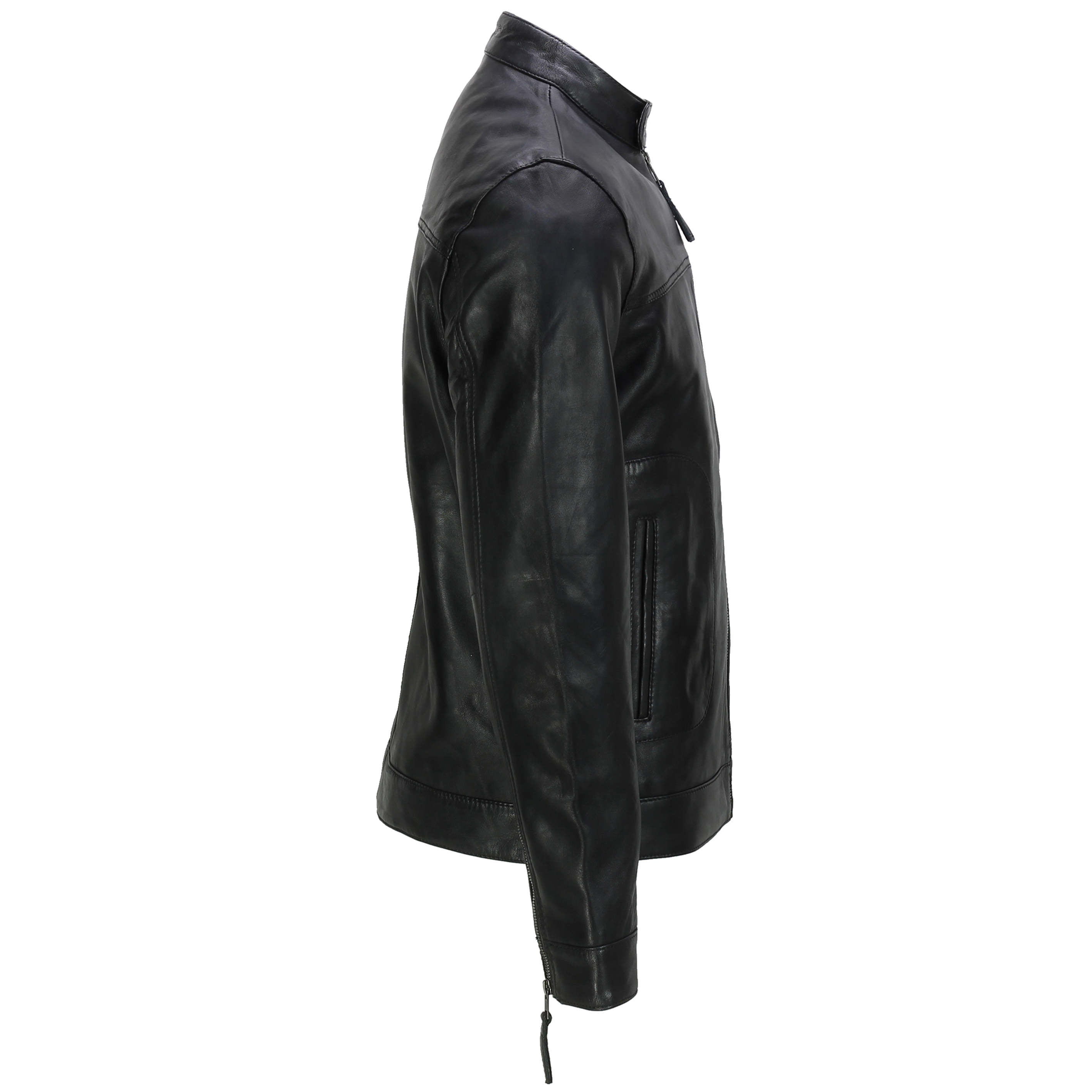 Mens Leather Black Biker Jacket