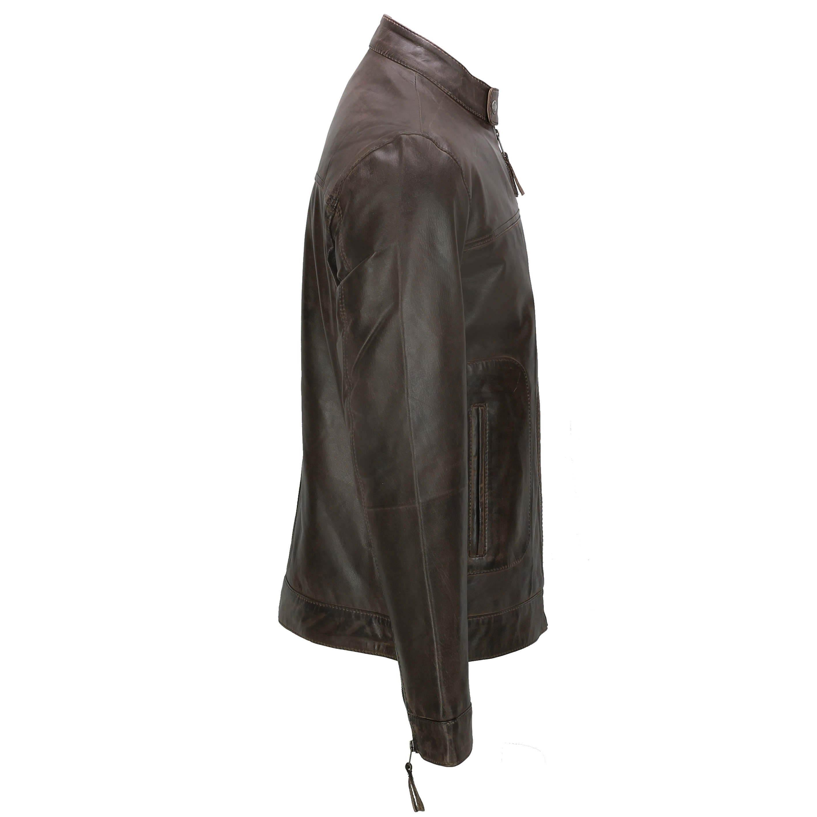 Mens Leather Brown Biker Jacket