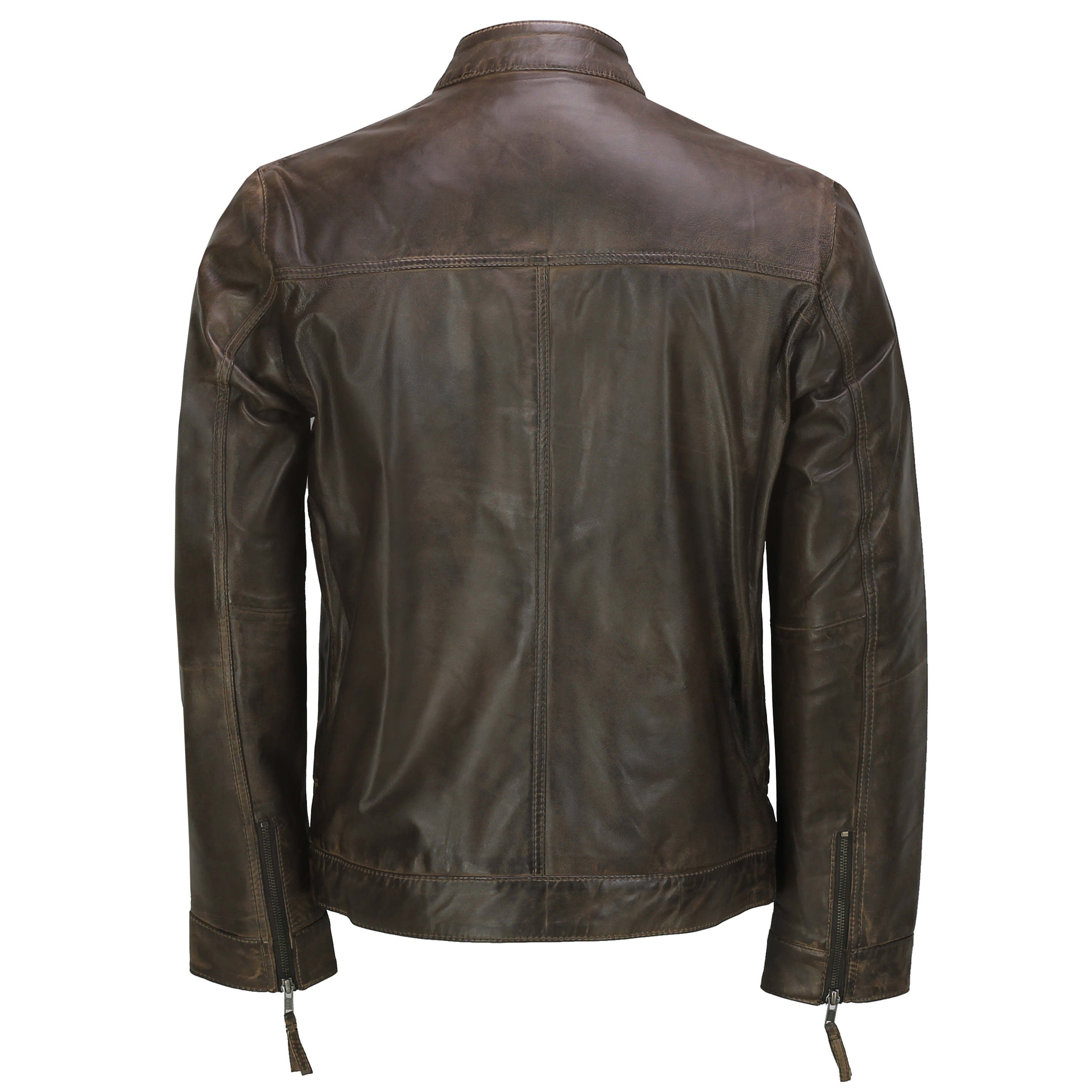 Mens Leather Brown Biker Jacket