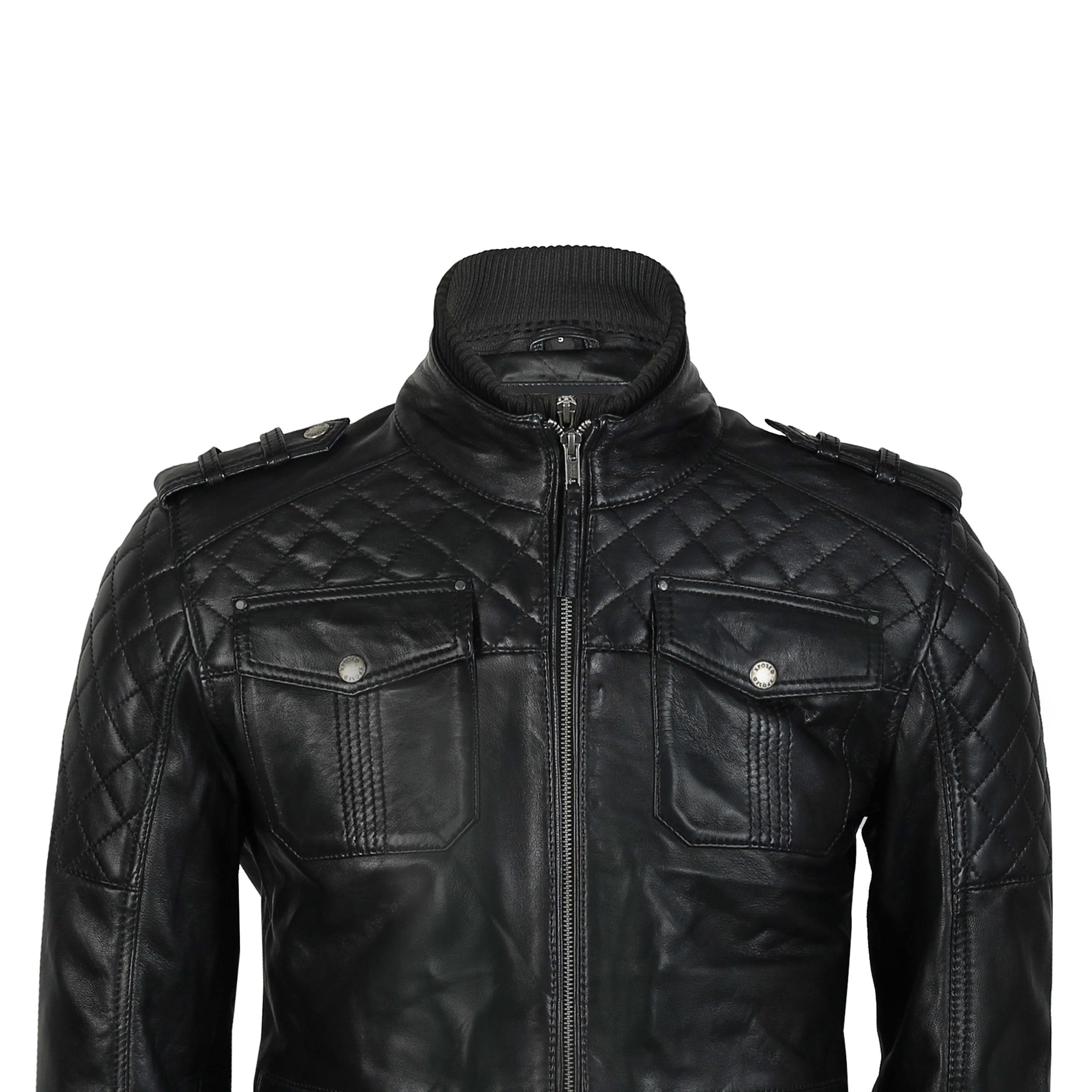 VINTAGE STYLE LEATHER JACKET IN BLACK