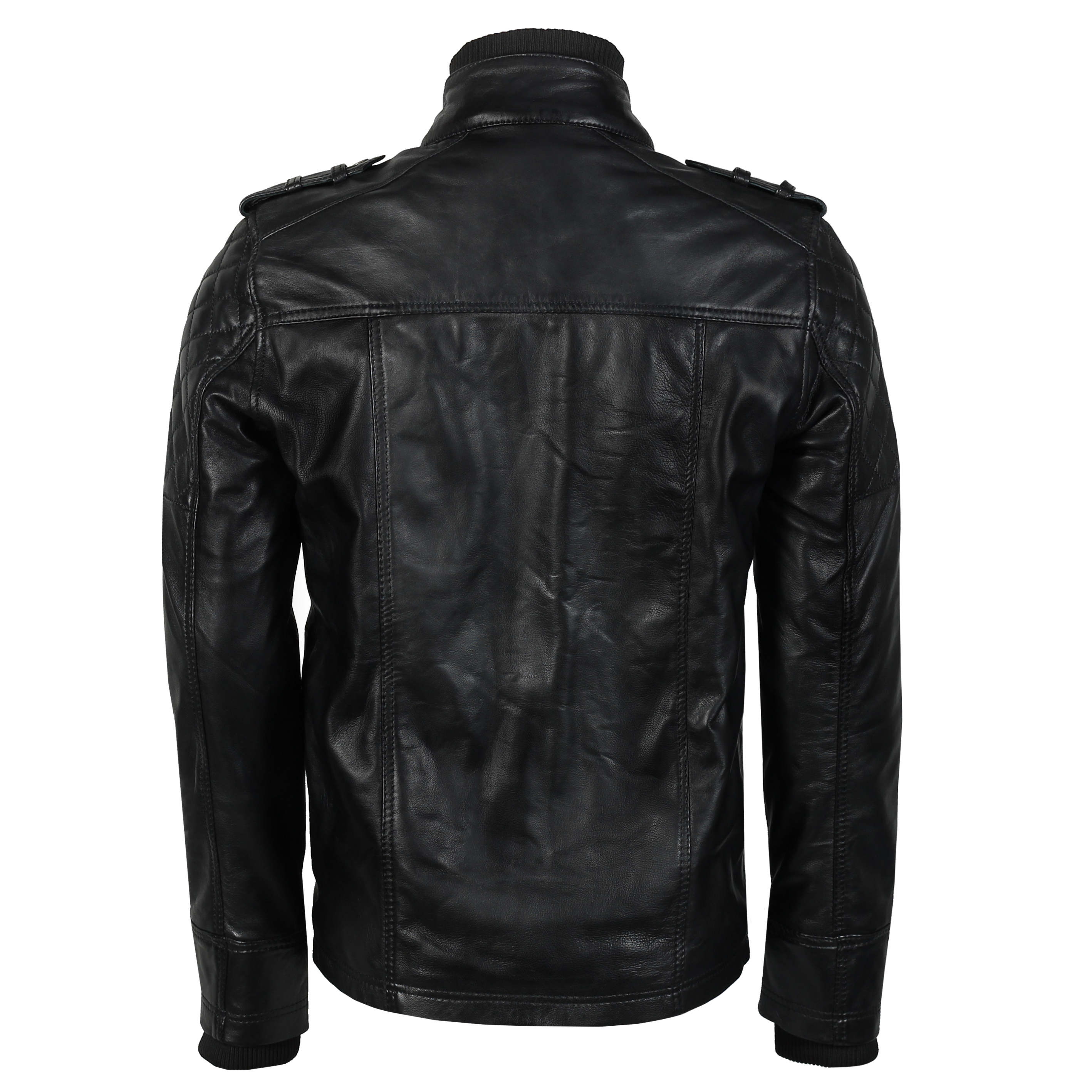 VINTAGE STYLE LEATHER JACKET IN BLACK