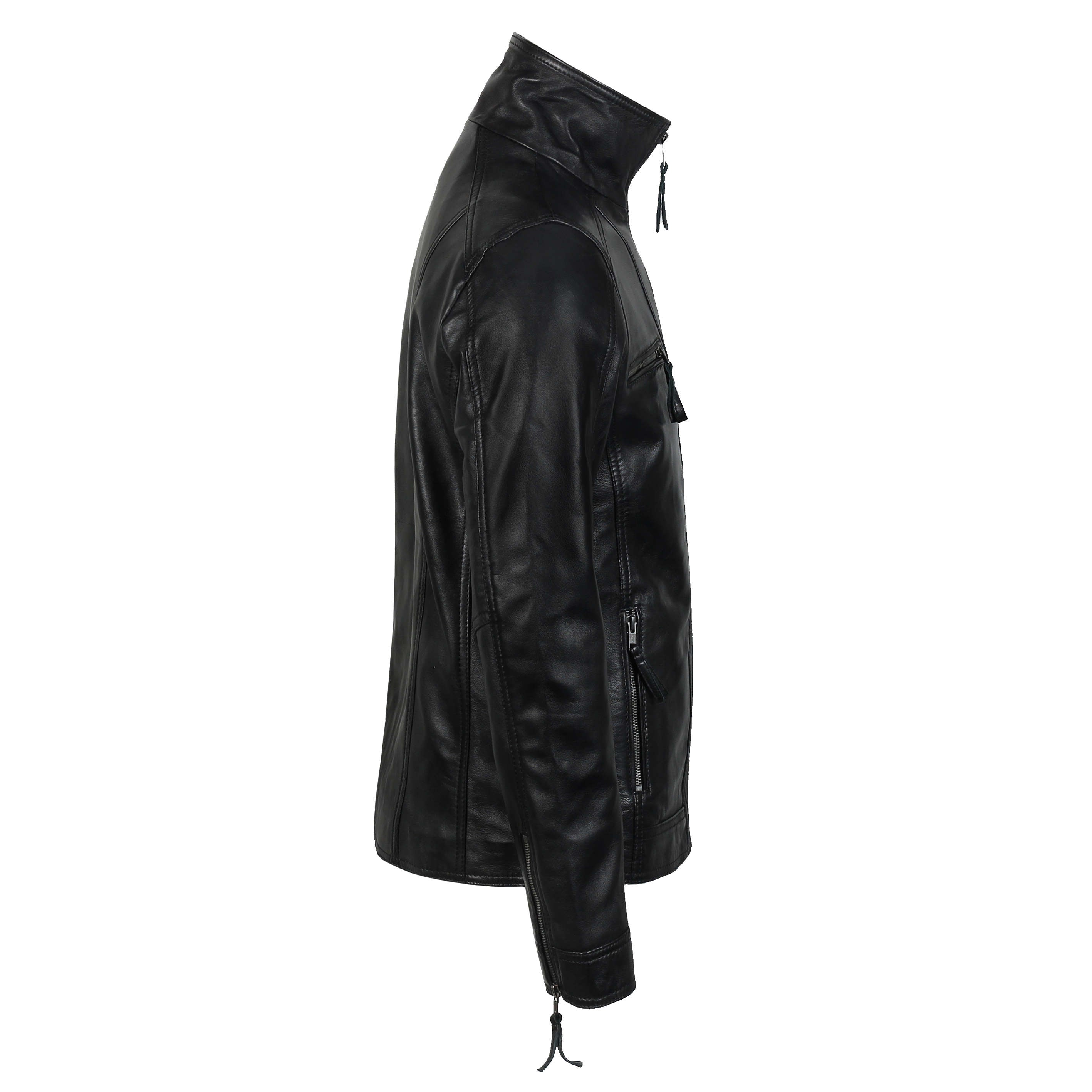 Mens Real Leather Jacket Vintage Style Black Soft Biker Slim Fit Smart Casual