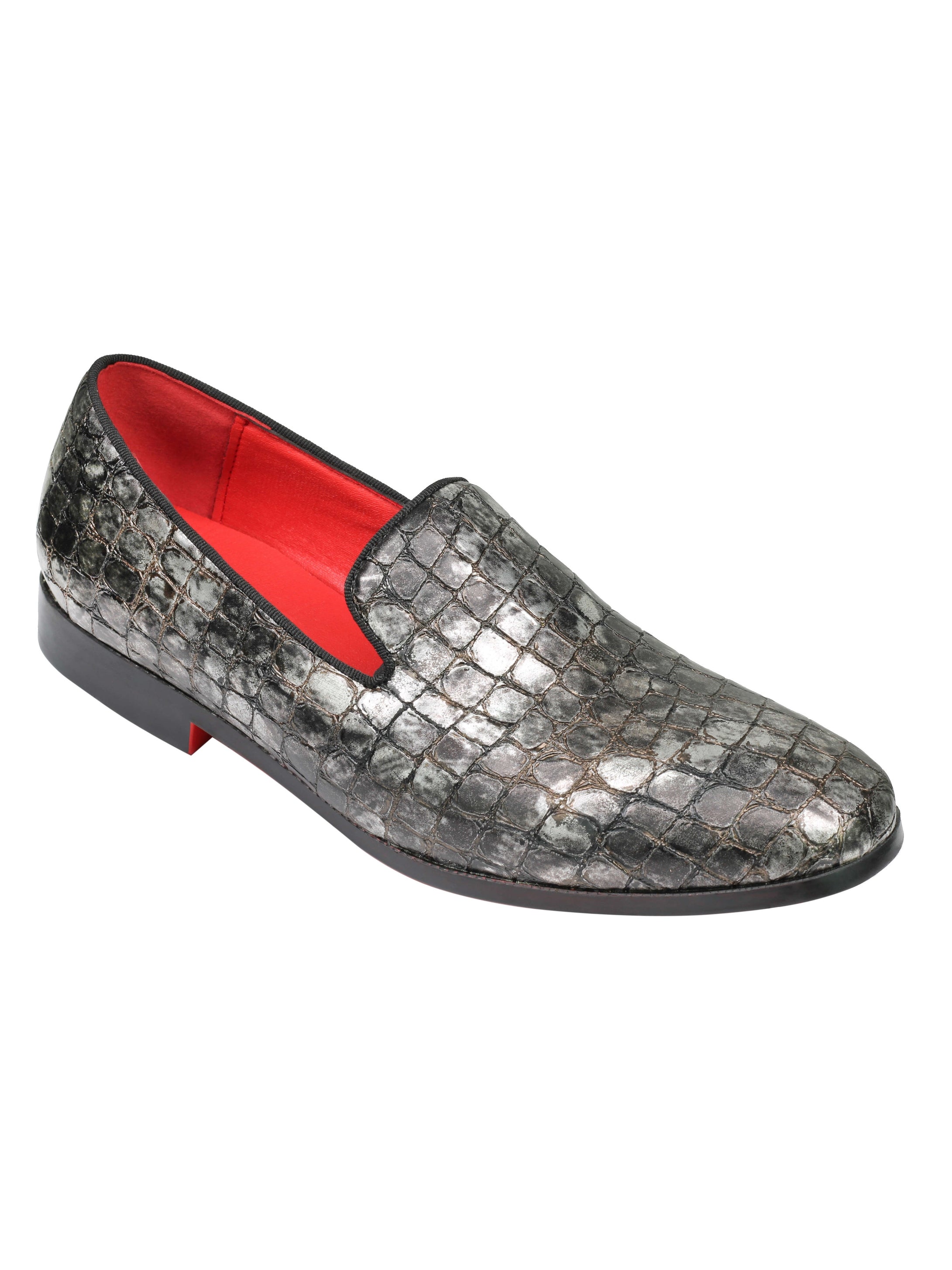 Mens Faux Leather Dress Loafers Shiny Crocodile Skin Print Party Slip On Shoes