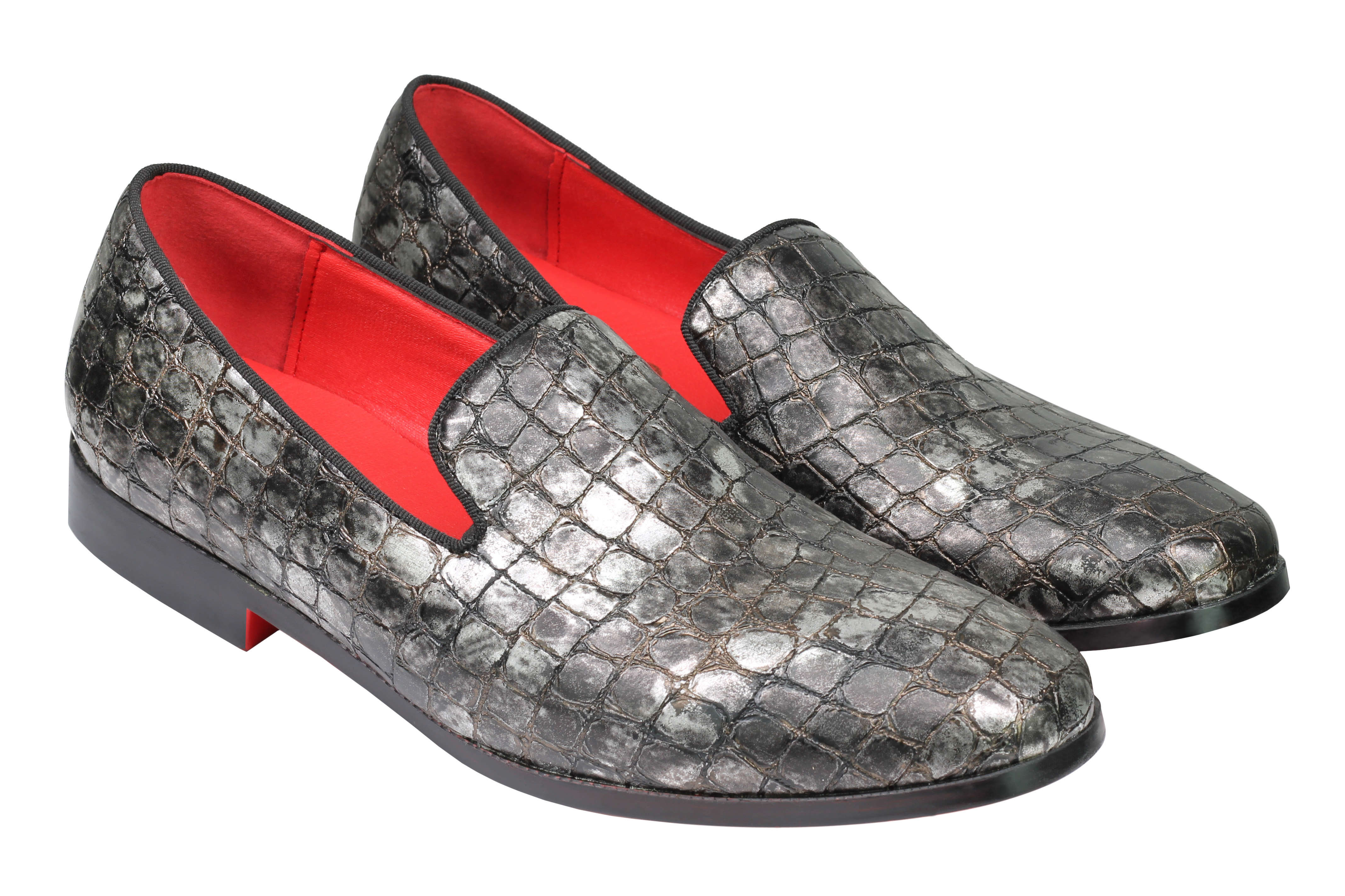 Mens Faux Leather Dress Loafers Shiny Crocodile Skin Print Party Slip On Shoes