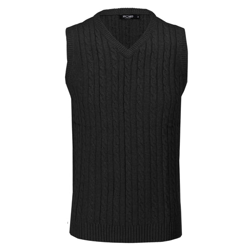 Mens Classic Knitted Sleeveless V Neck Black Jumper