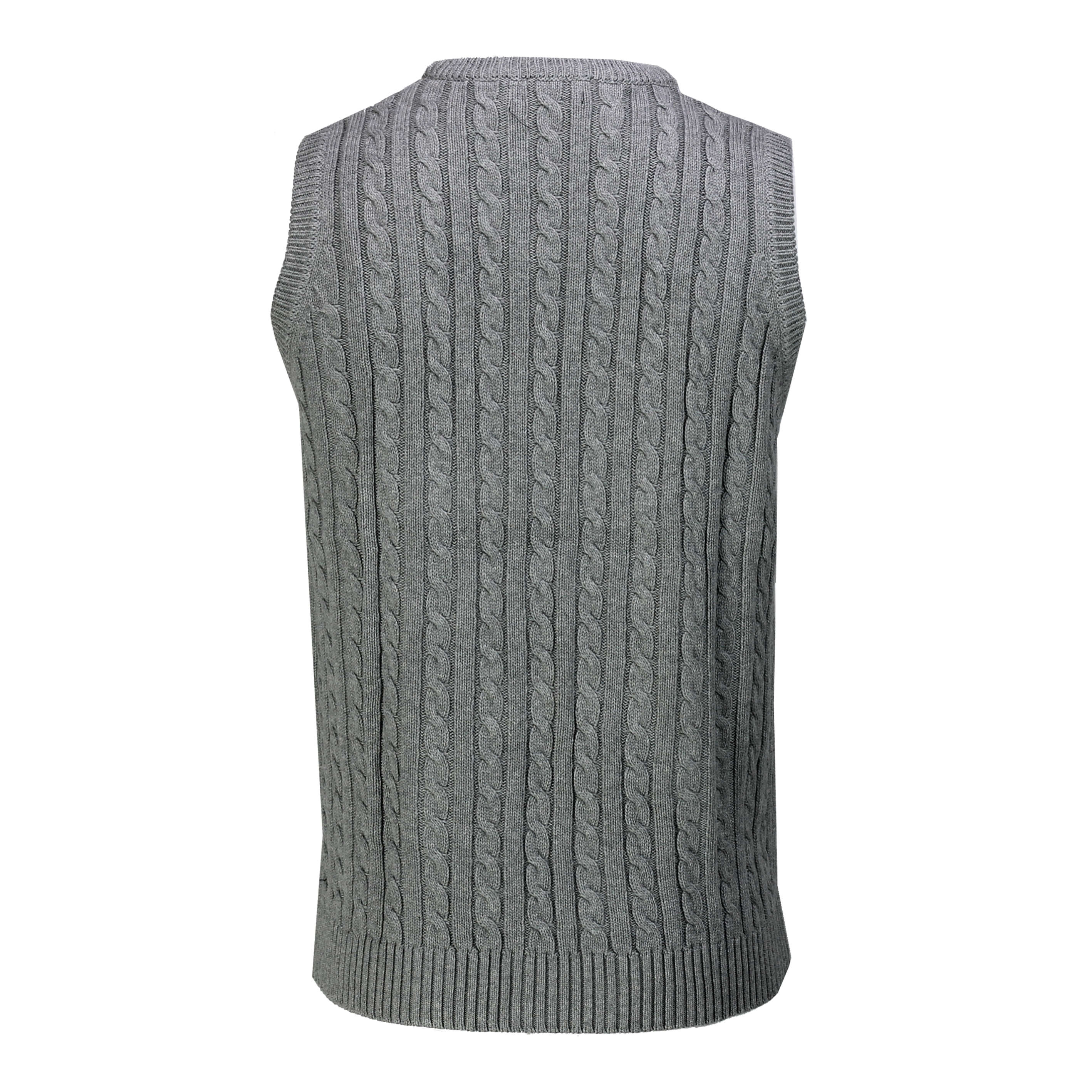 Mens Classic Knitted Sleeveless V Neck Grey Jumper